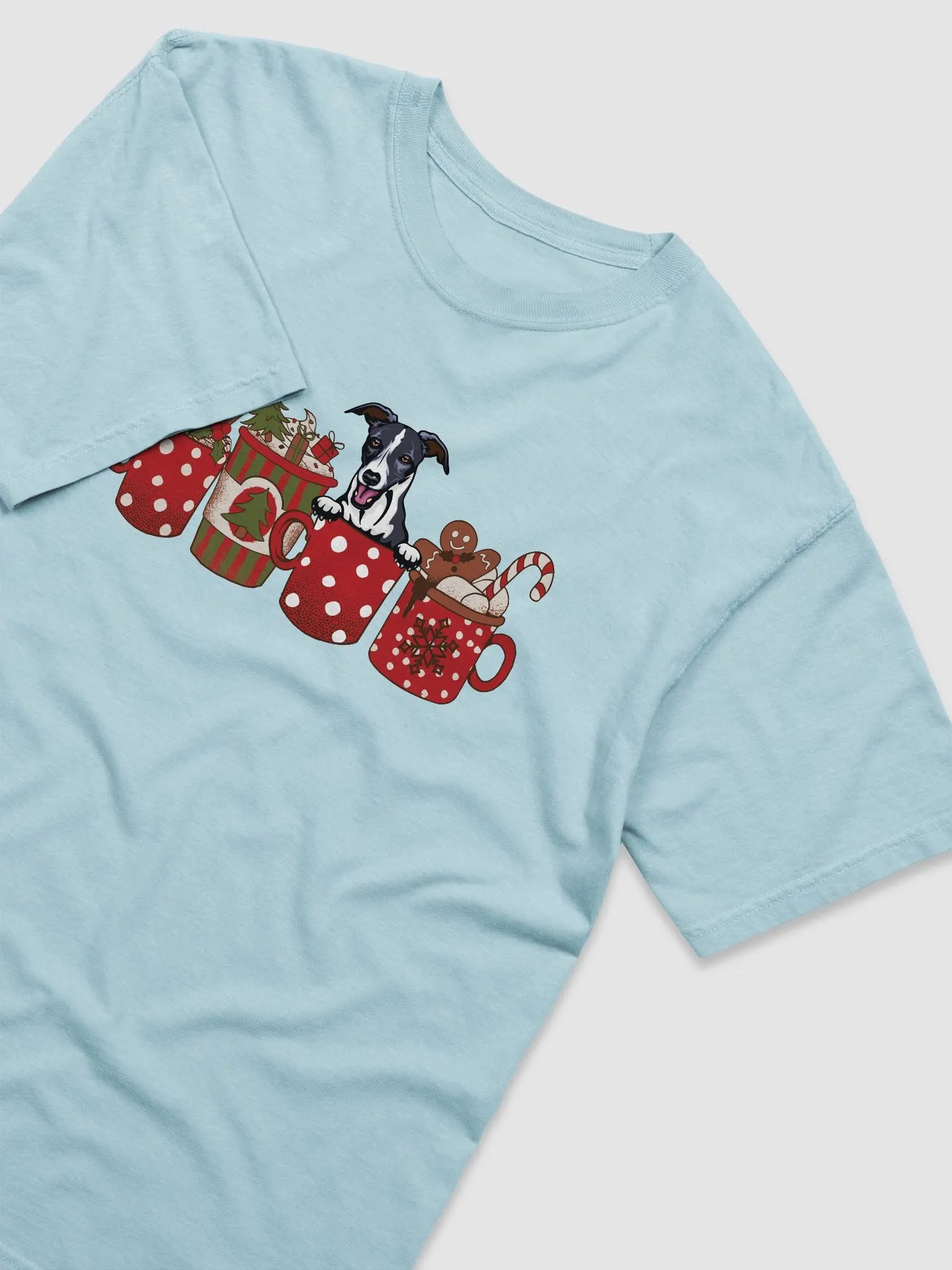 Cute Whippet in a Christmas Cup T-Shirt | Funny Christmas Pup in a Cup product image (11)