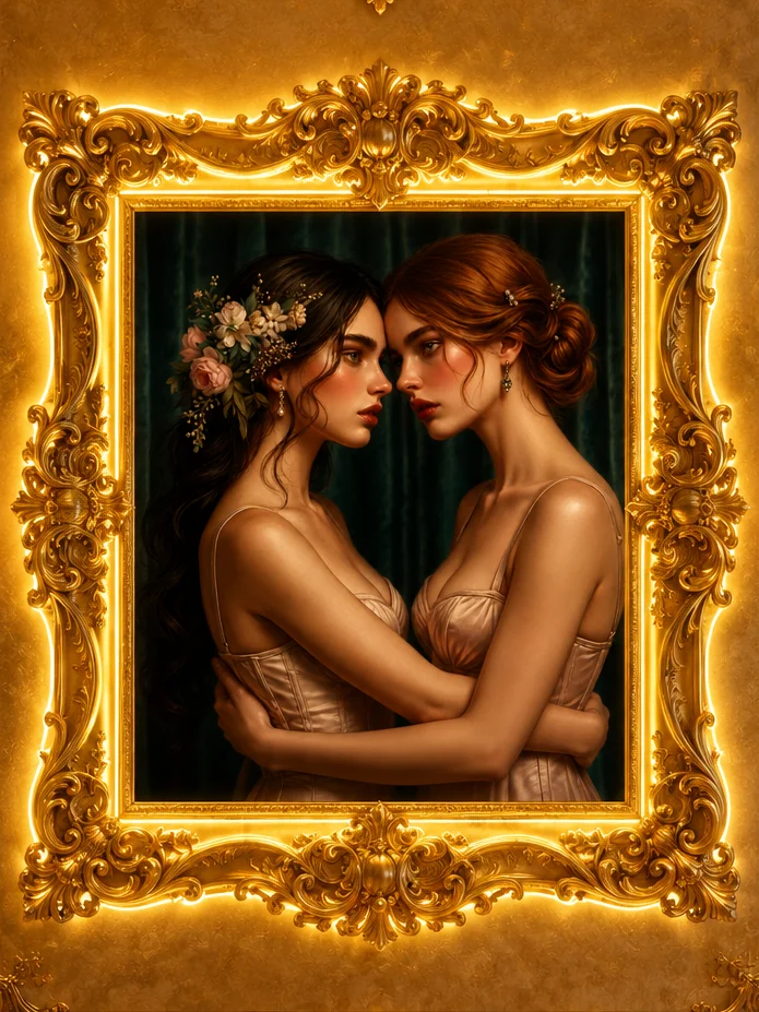 She Loves Her | Romantic Lesbian Couple Art Print | Sapphic Romance Poster product image (1)