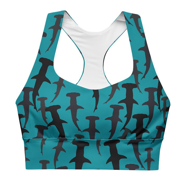 Hammerhead Sharks - Mid Ocean - Recycled Polyester - Longline Sports Bra product image (1)