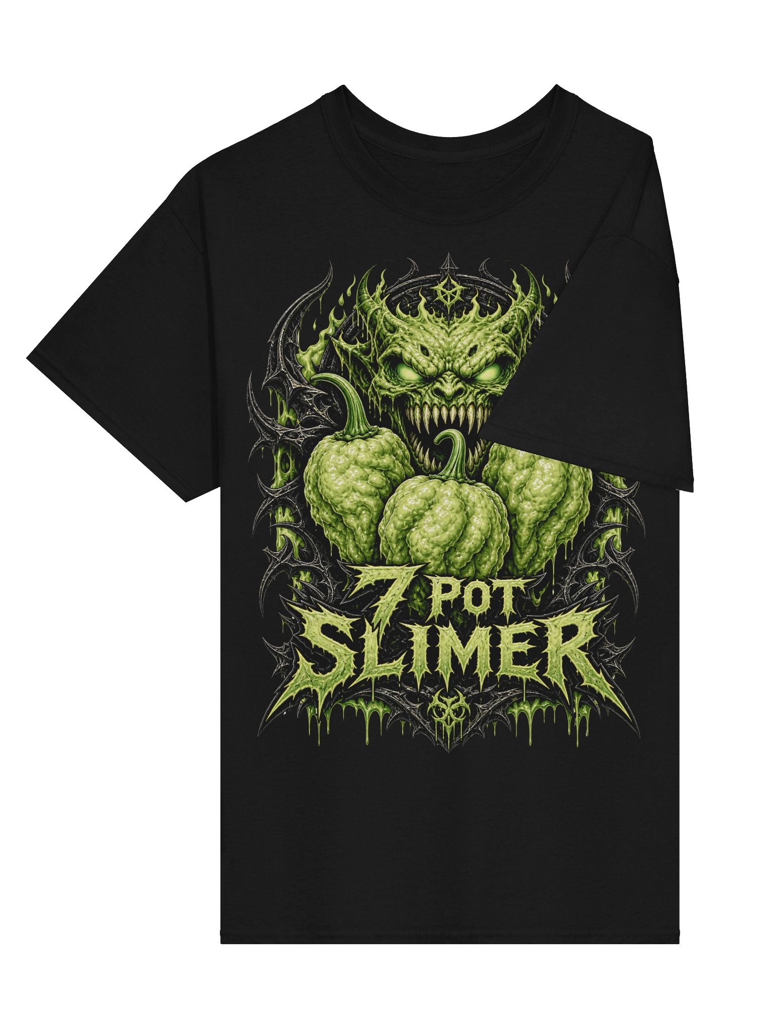 7 Pot Slimer Chilli T-Shirt | Green Superhot Monster Tee product image (20)