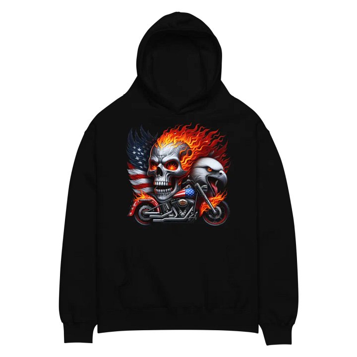 Flaming Eagle Skull Oversized Hoodie #11 product image (2)