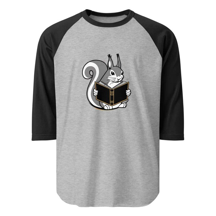 Bookworm Squirrel ¾ Sleeve Raglan Tee product image (1)