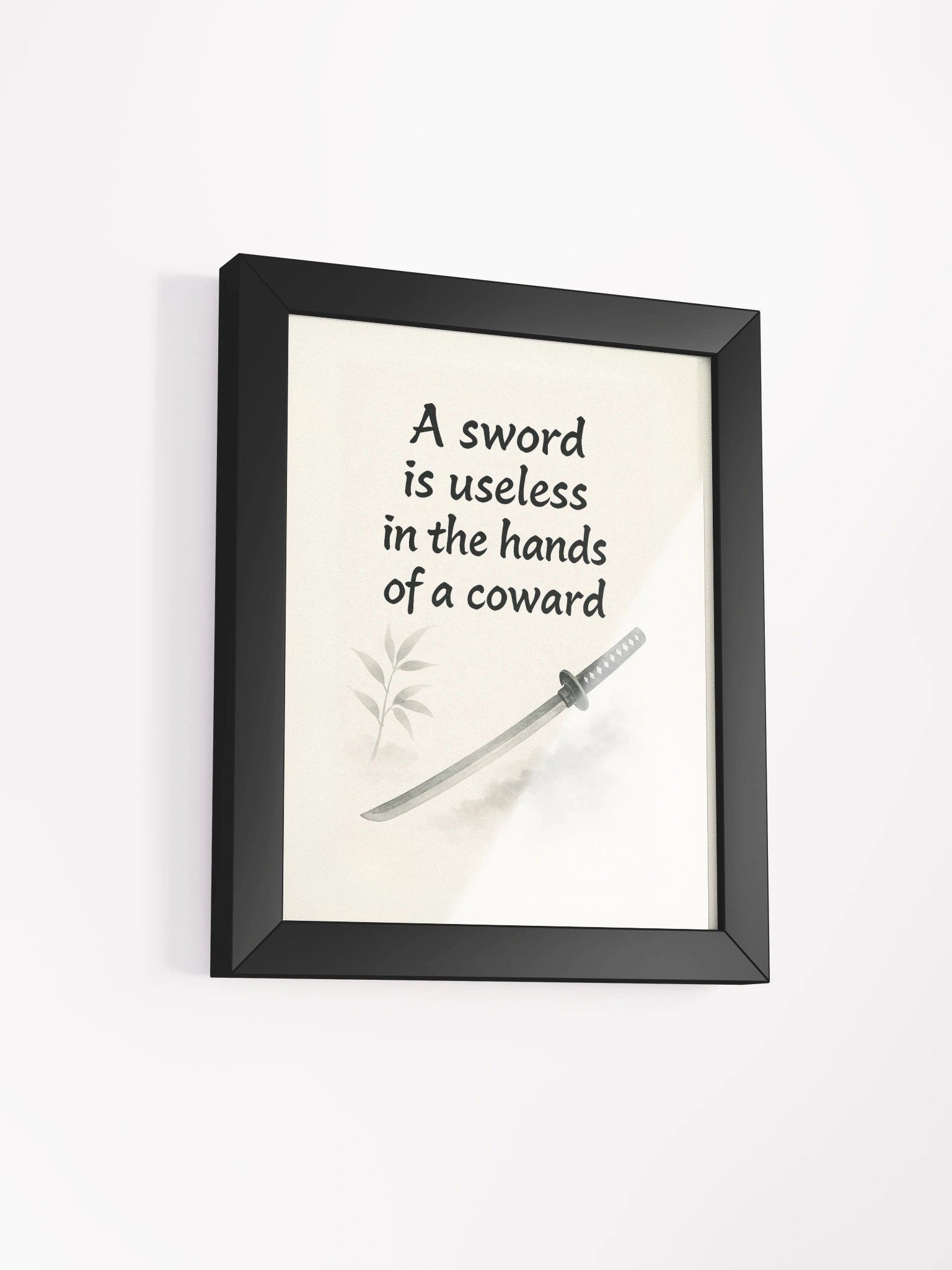 Samurai Courage Quote Wall Art – Nichiren Buddhism Framed Print for Inner Strength product image (2)