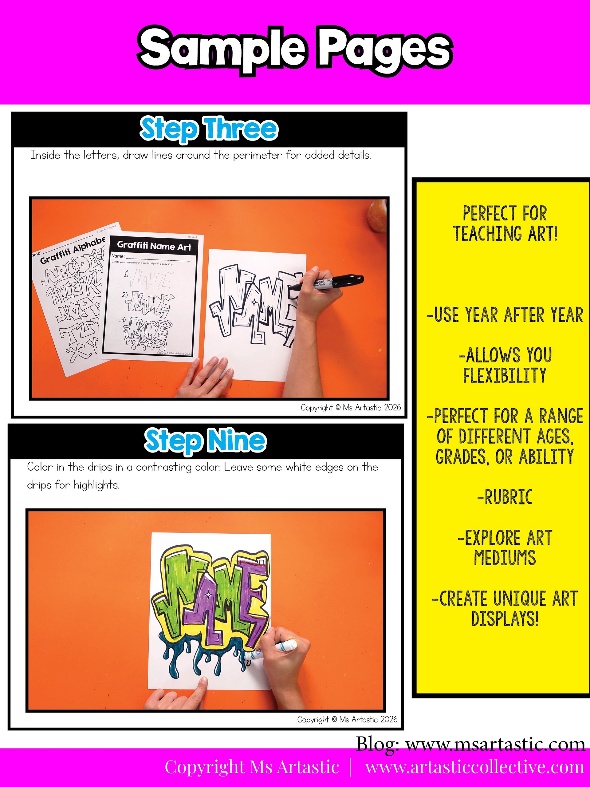 4th Grade Graffiti Name Art Grade 4 Art Project Back to School Art Lesson product image (7)