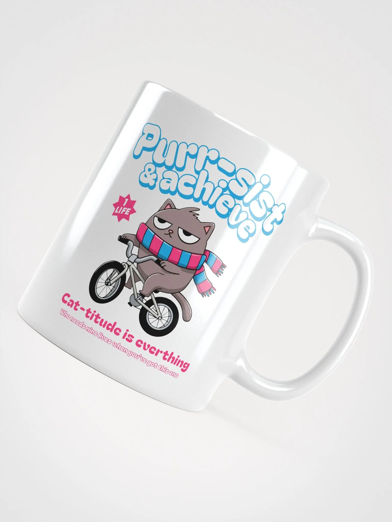 Purr-sist & Achieve - Mug Cute Cat Bike Design product image (12)