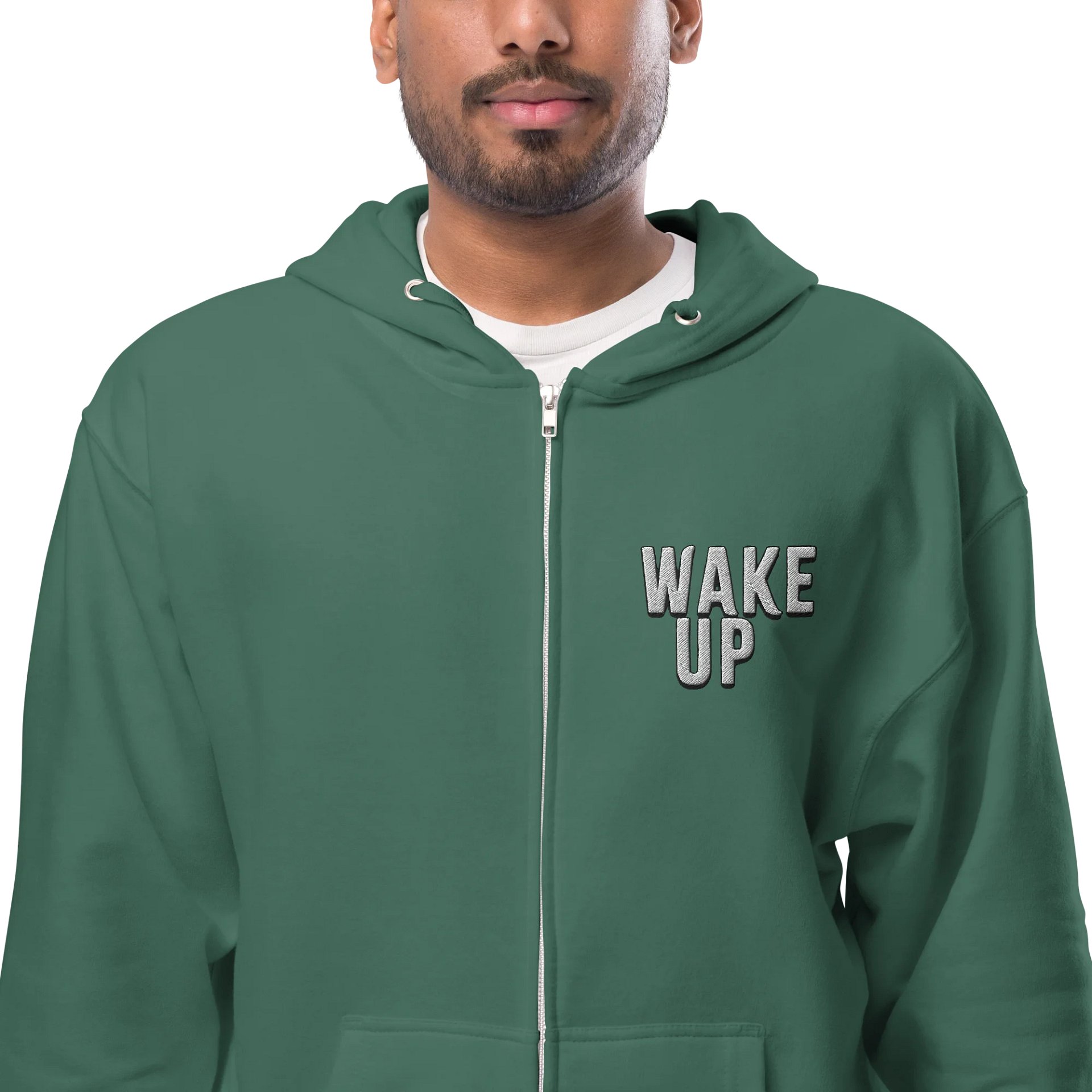 “Wake Up” zip hoodie – cinematic rock fleece from Seven Shades of Nothing - Fleece Zip Up Hoodie product image (2)
