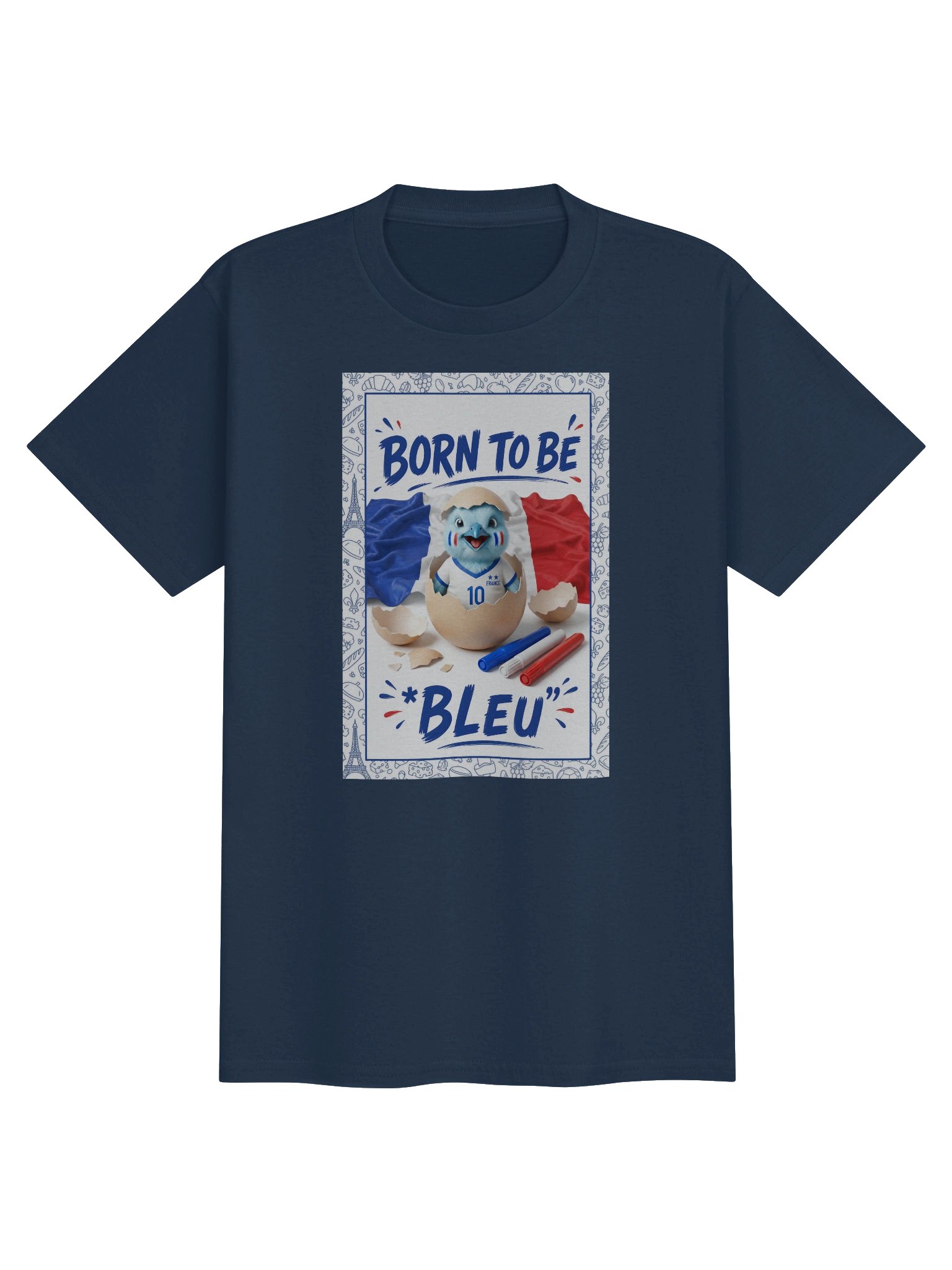 Born to be Bleu Cute French Football Mascot Kids T-Shirt product image (2)