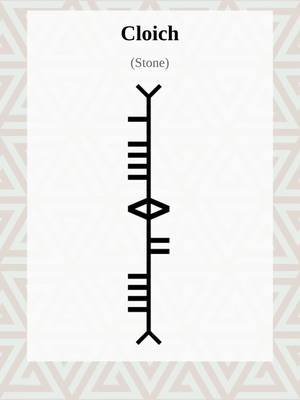 Ogham Word of the Day:cloich Explore more Ogham: The Ancient Irish 'Tree Alphabet' , Medieval history and linguistics at OghamLore.com. #Ogham #Ireland #fyp #gaeilge #WordOfTheDay