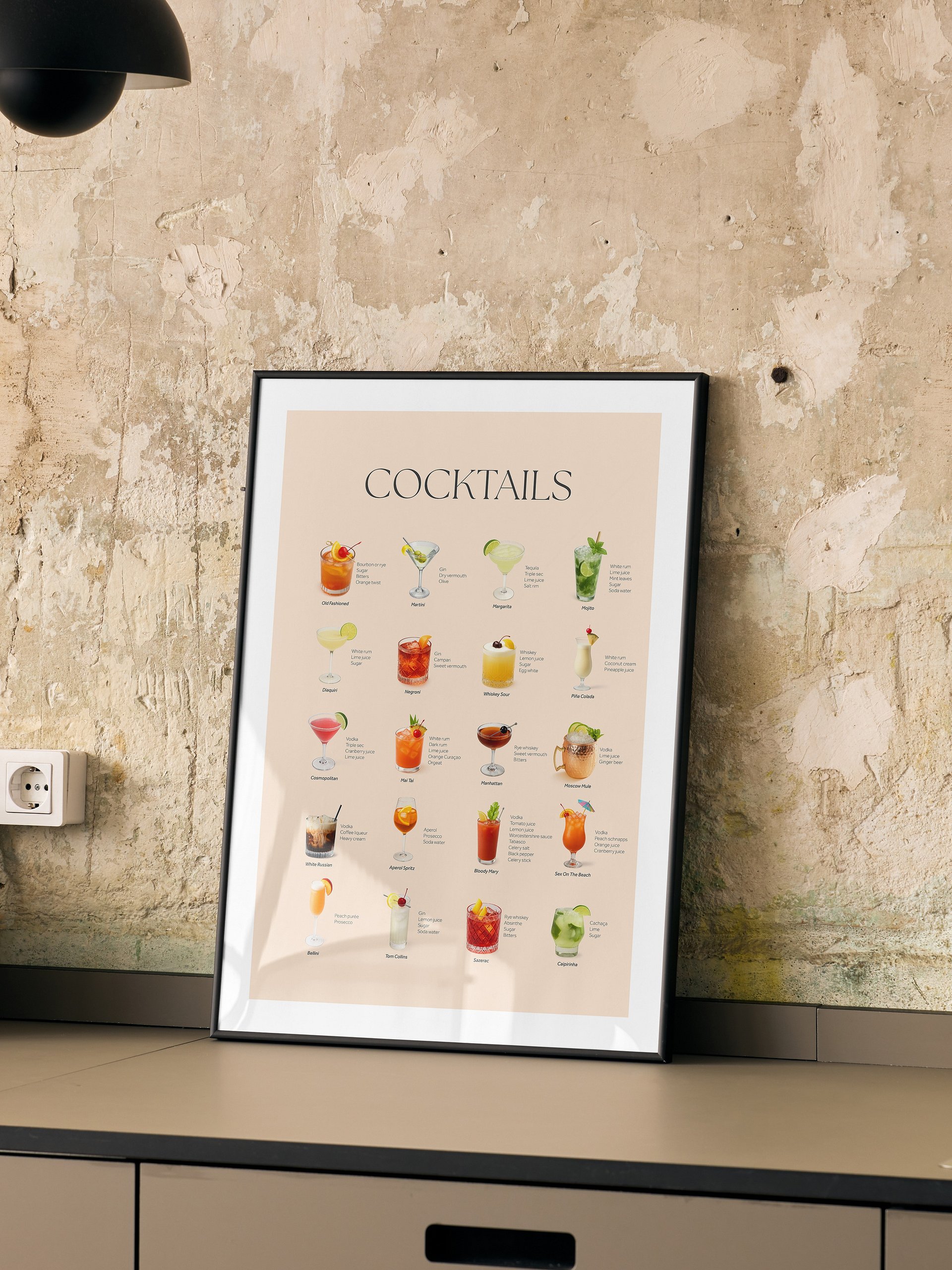 Classic Cocktails Framed Art Print product image (1)