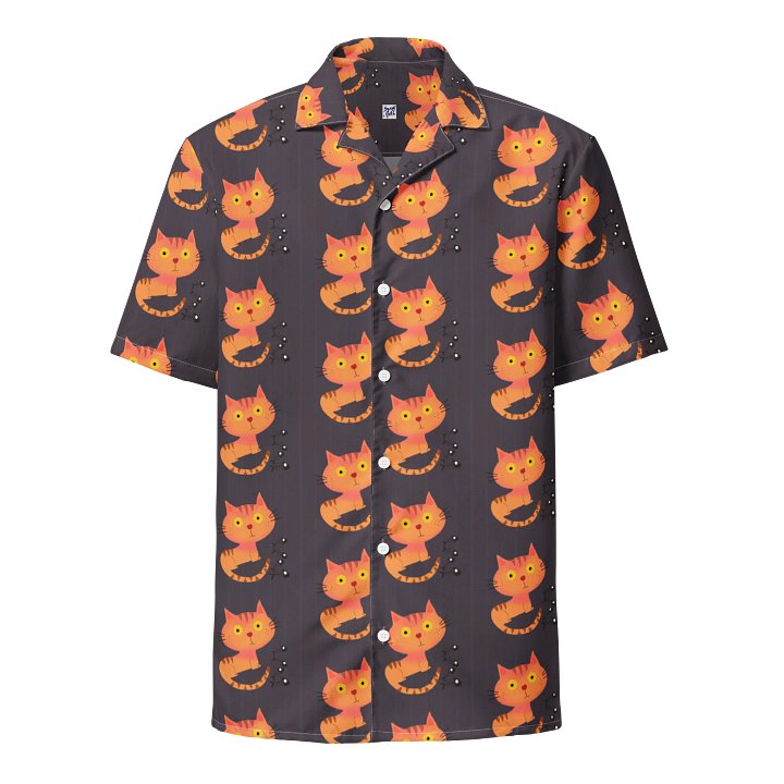 Feasting Ginger Kitty Button-Down Hawaiian Shirt - Charcoal product image (1)