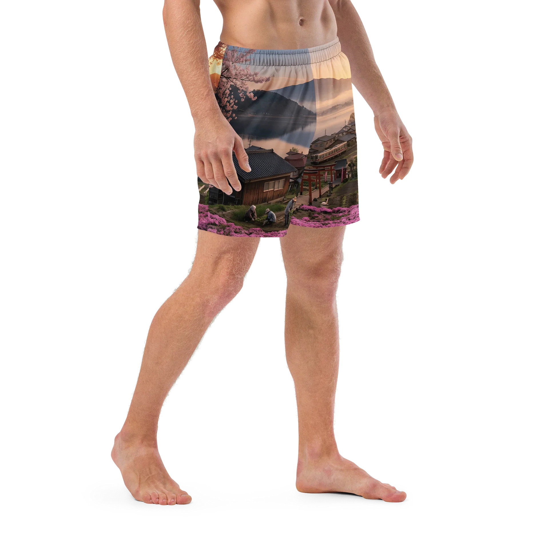 Mount Fuji Village Pink Moss Swim Trunks product image (6)