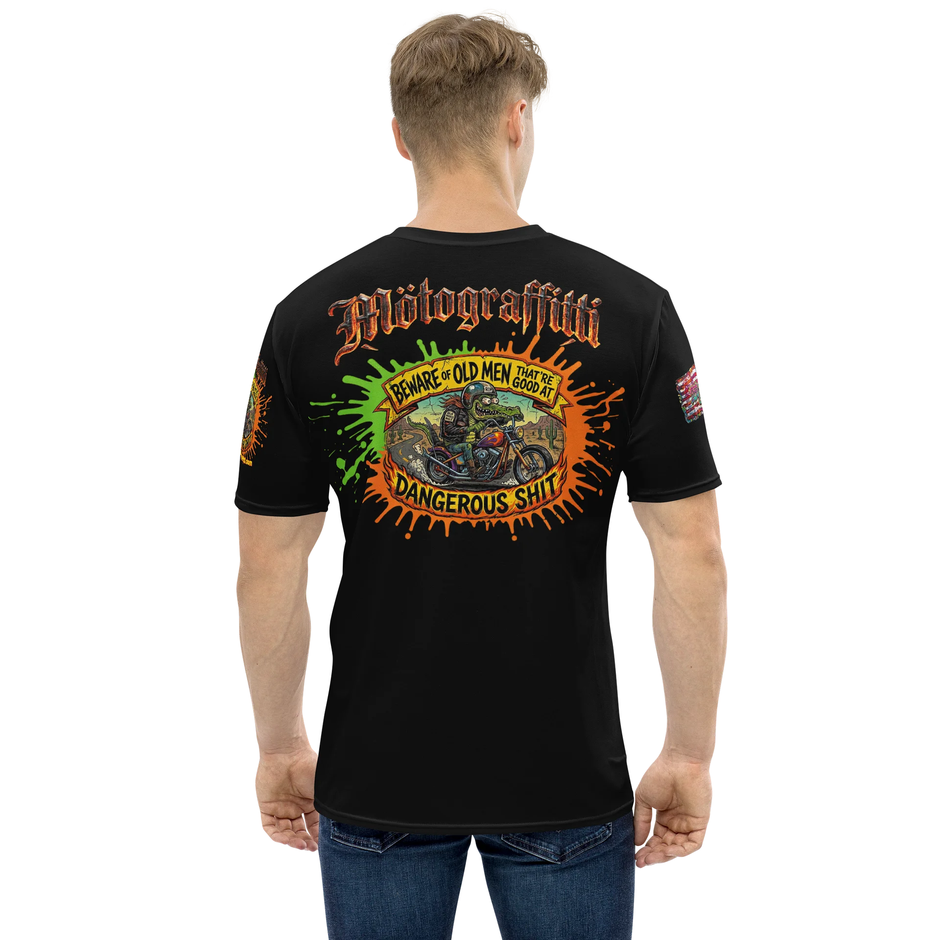 MötoGraffitti "Beware of Old Men Good at Dangerous Things" Ridin Tee product image (1)