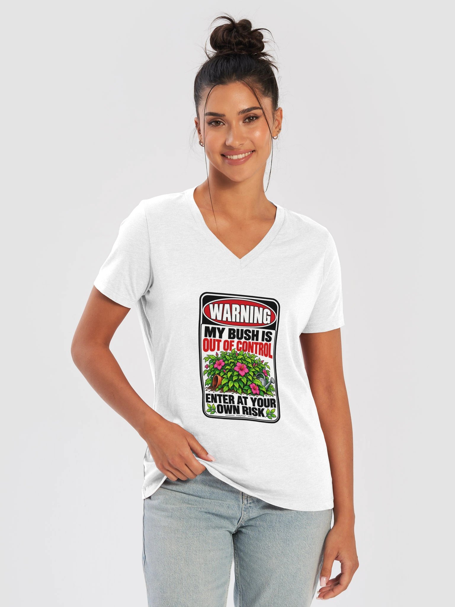 Warning: My Bush Is Out of Control Hibiscus V-Neck Tee product image (1)