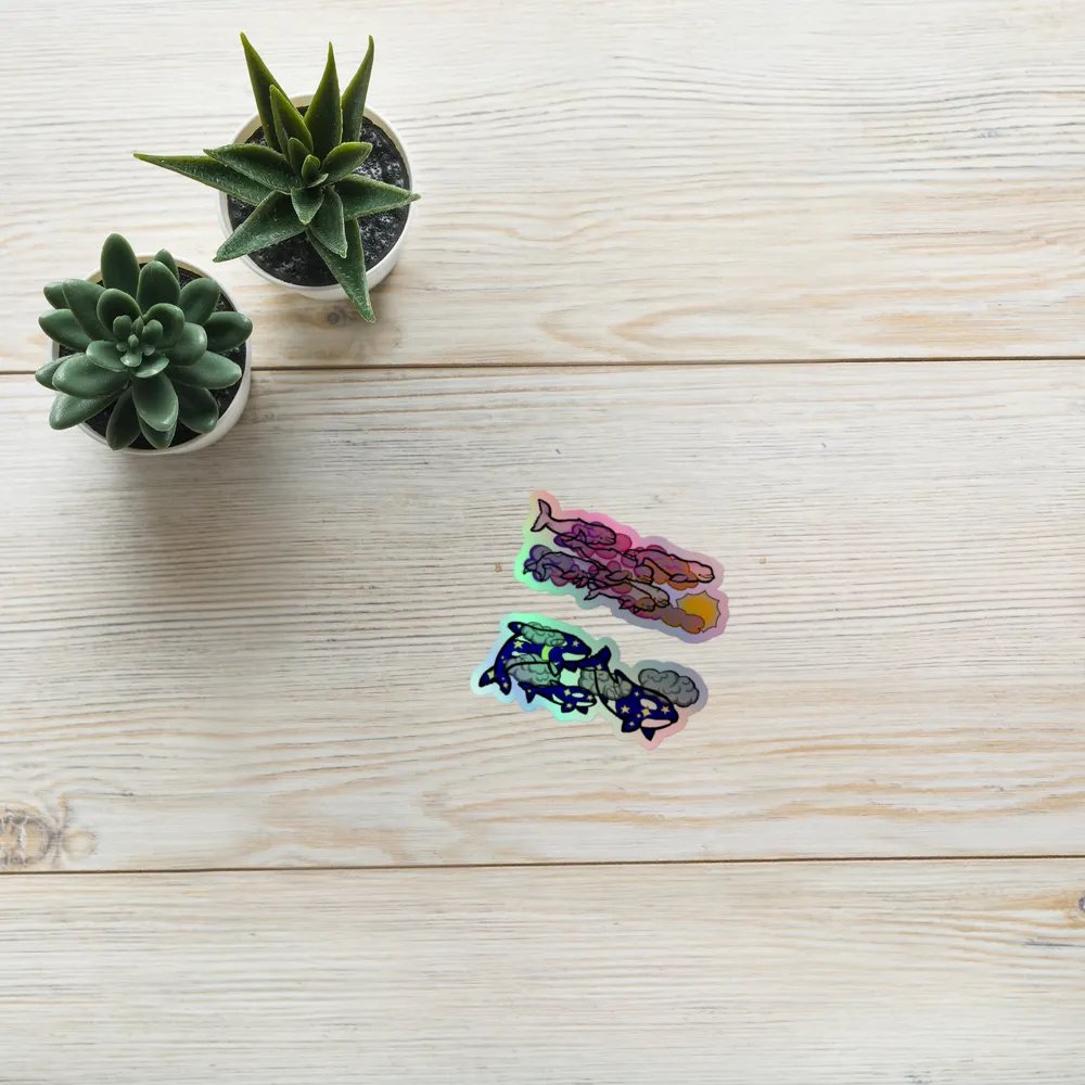 sunset beluga and midnight orca holographic sticker set product image (10)