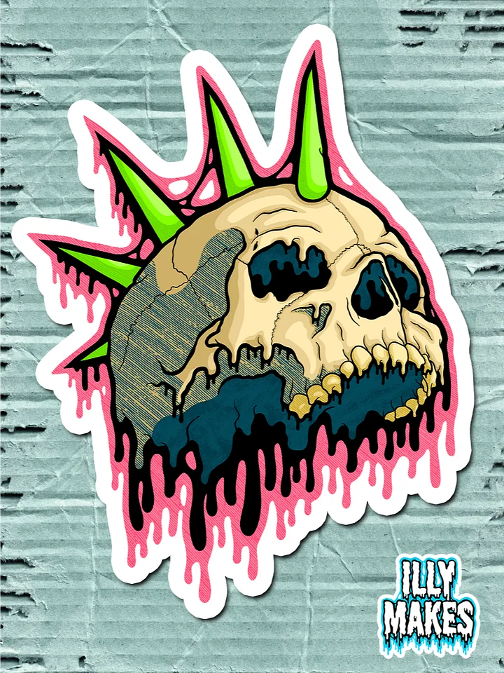Drippy Mohawk Skull Sticker product image (1)