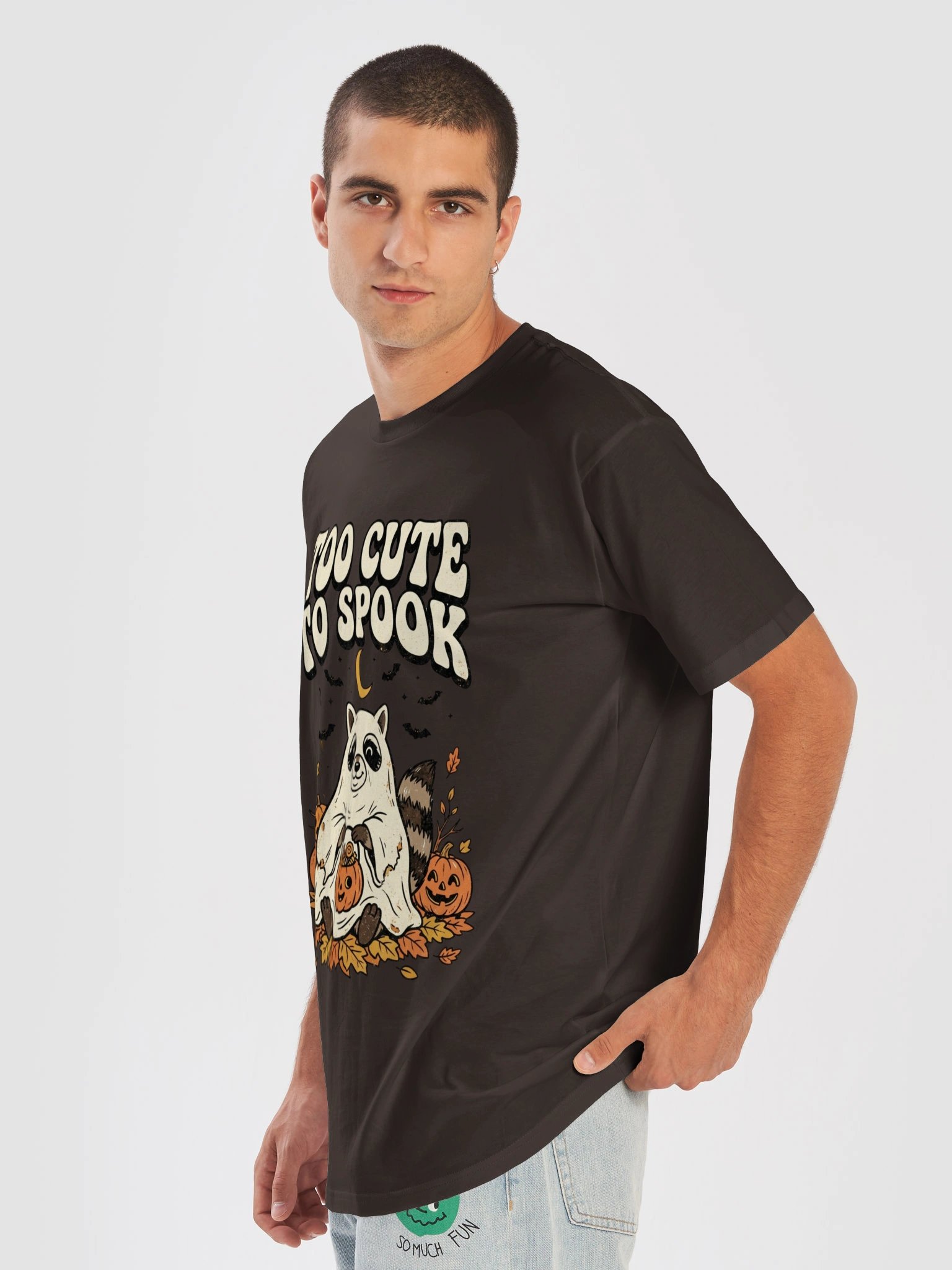 Too Cute to Spook Raccoon Ghost Halloween Unisex T-Shirt product image (3)