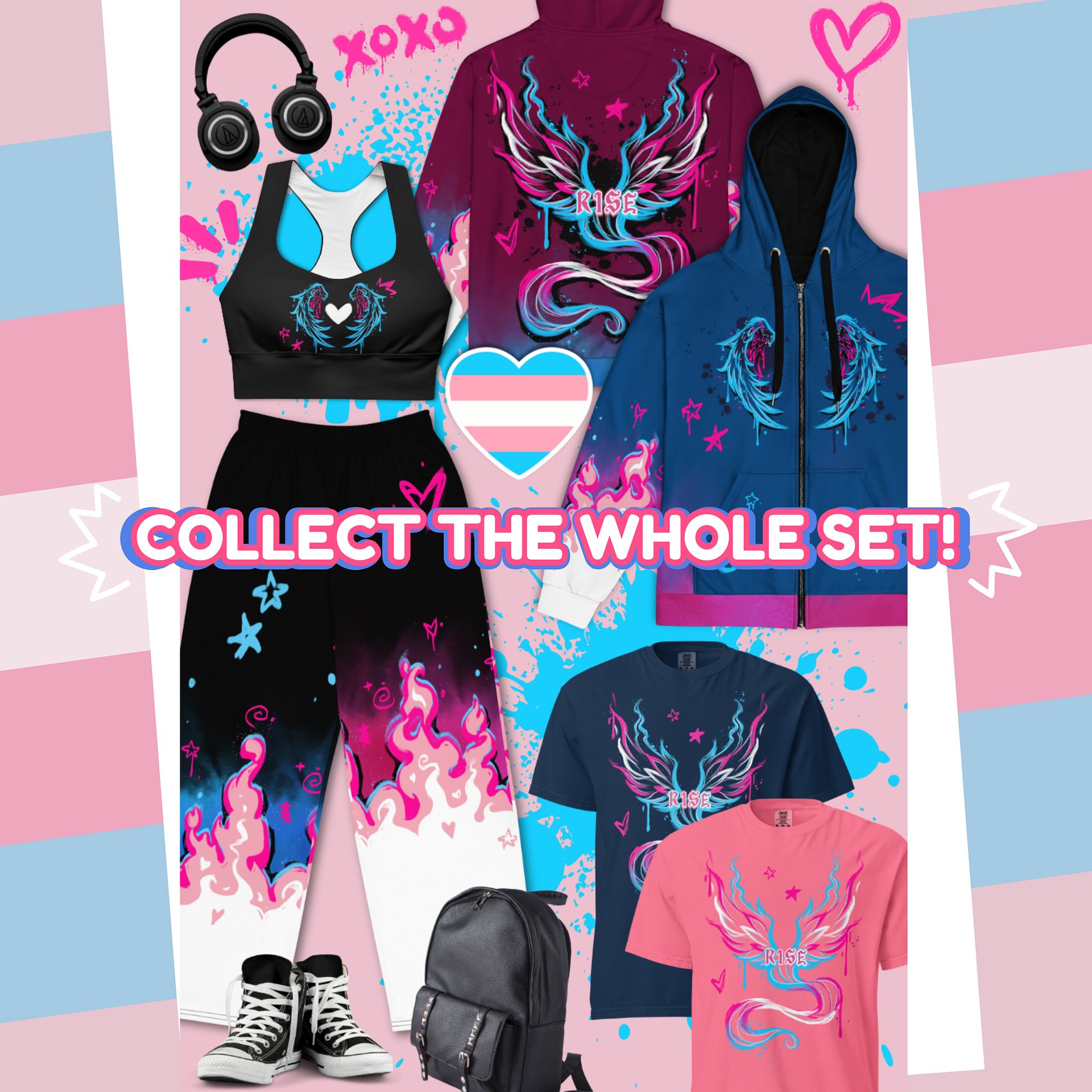 RISE Collection: Subtle Transgender Pride Phoenix Mild Compression Sports Bra product image (7)