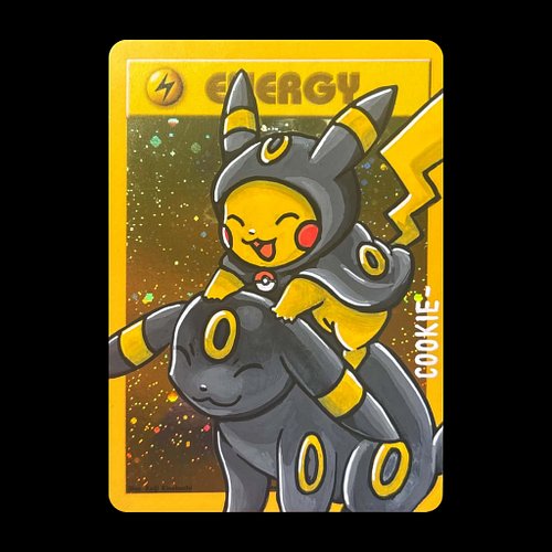 Pikachu poncho Umbreon tag team sketch league energy card