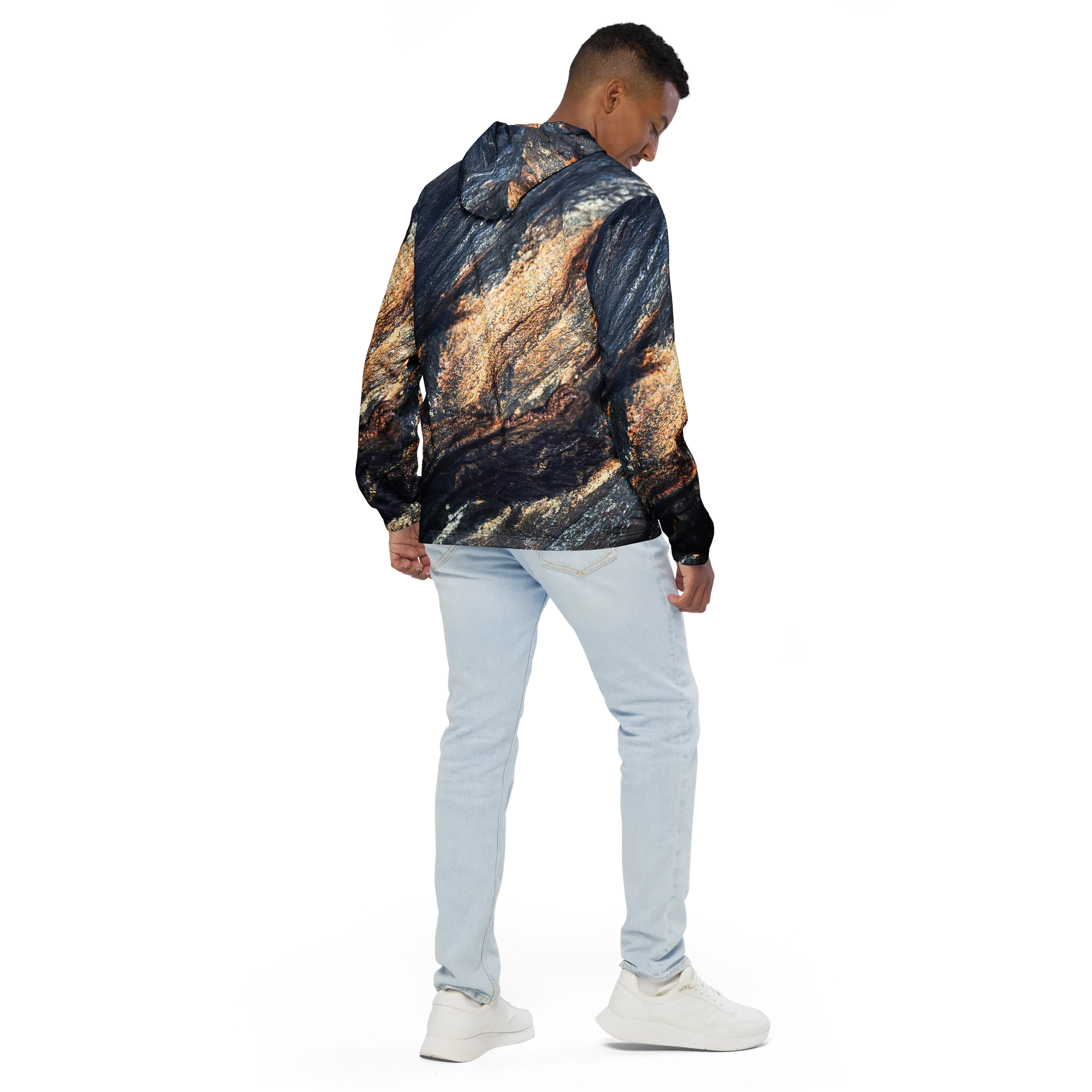Obsidian Vein Unisex All-Over Print Dark Mineral Lightweight Windbreaker product image (4)