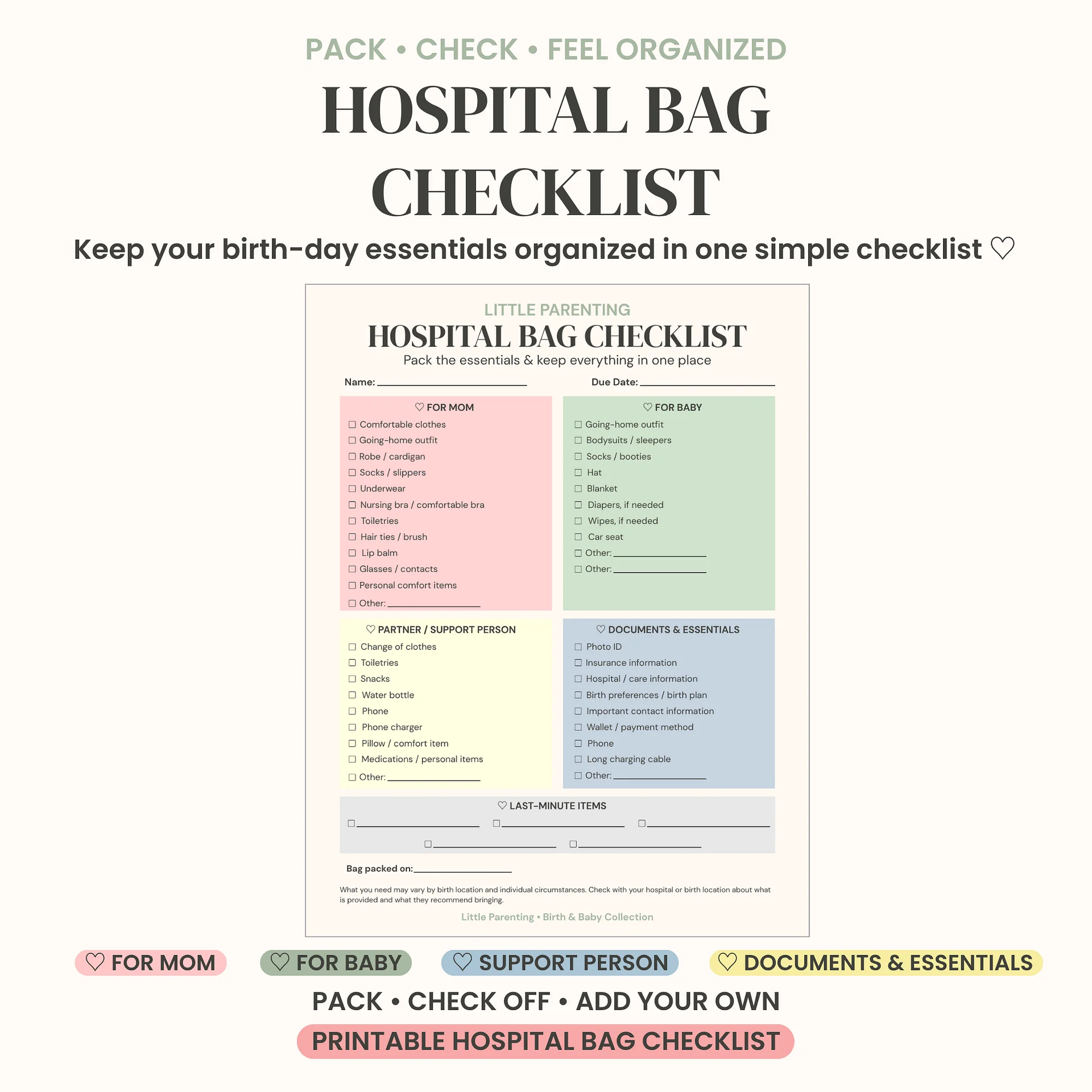 Birth Plan & Preparation Printable Kit – Hospital Bag Checklist & Postpartum Planner product image (4)