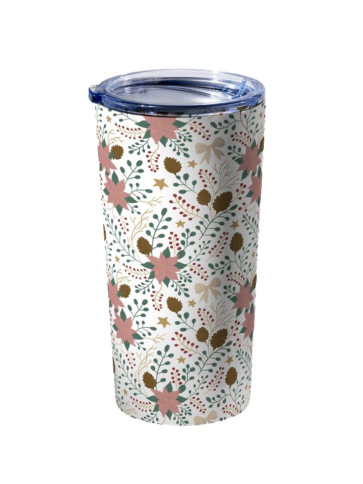 20oz Stainless steel tumbler enchanted forest blooms. Botanical Christmas insulated tumbler with poinsettias product image (2)
