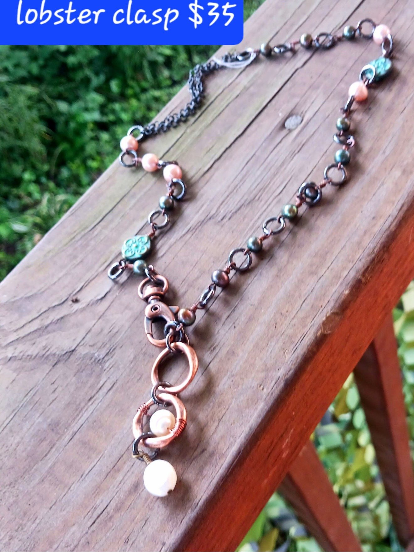 Mixed Metals Freshwater Pearl Necklace with Lobster Clasp product image (2)