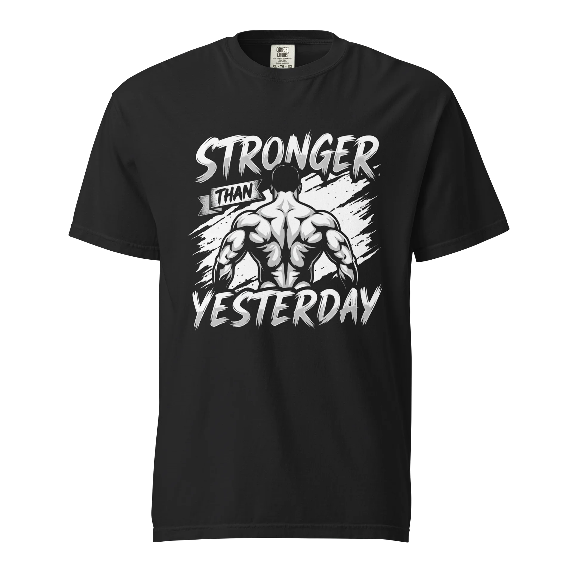 Stronger Than Yesterday" Motivational Gym T-Shirt – Bodybuilder Back Print Tee product image (1)