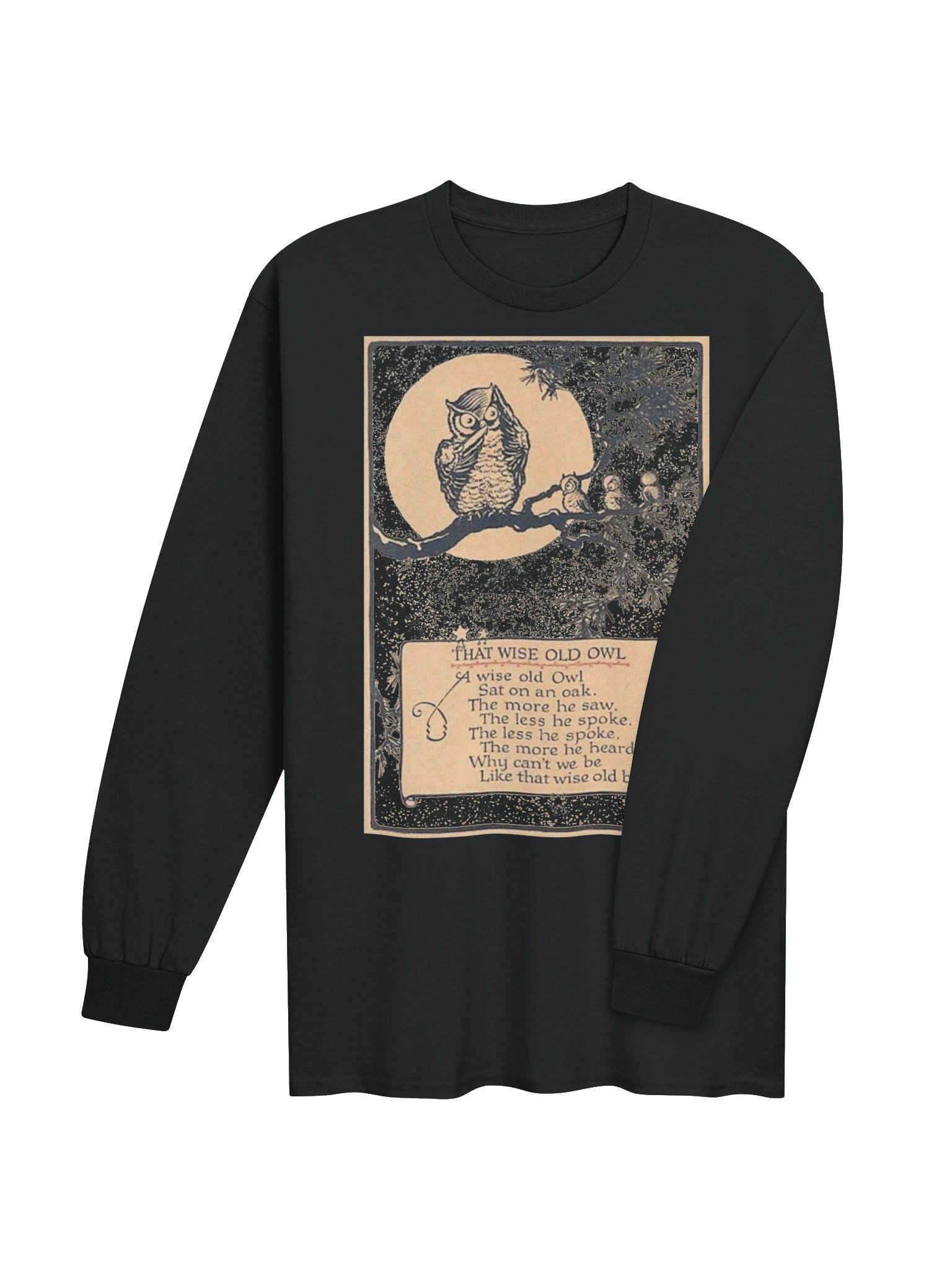 WISE OLD OWL Poem Unisex Cotton Long Sleeve T-Shirt product image (2)