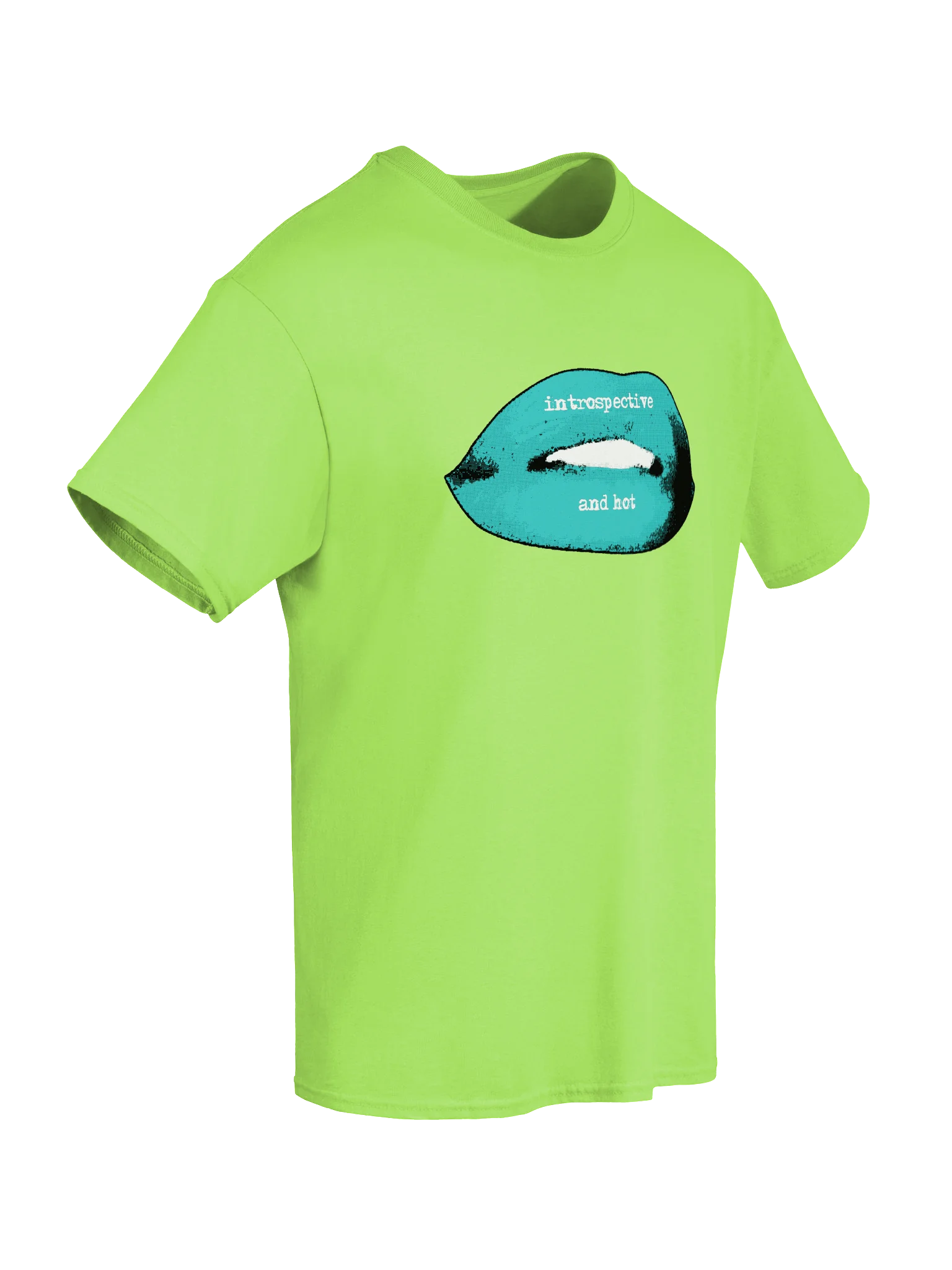 Turquoise and Green Hot and Introspective Lips Tee product image (6)