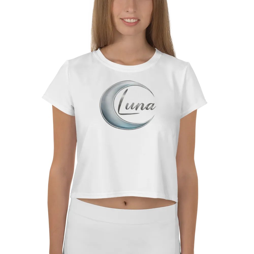Luna Women's Crop Top - Stylish White Crescent Moon Design product image (4)