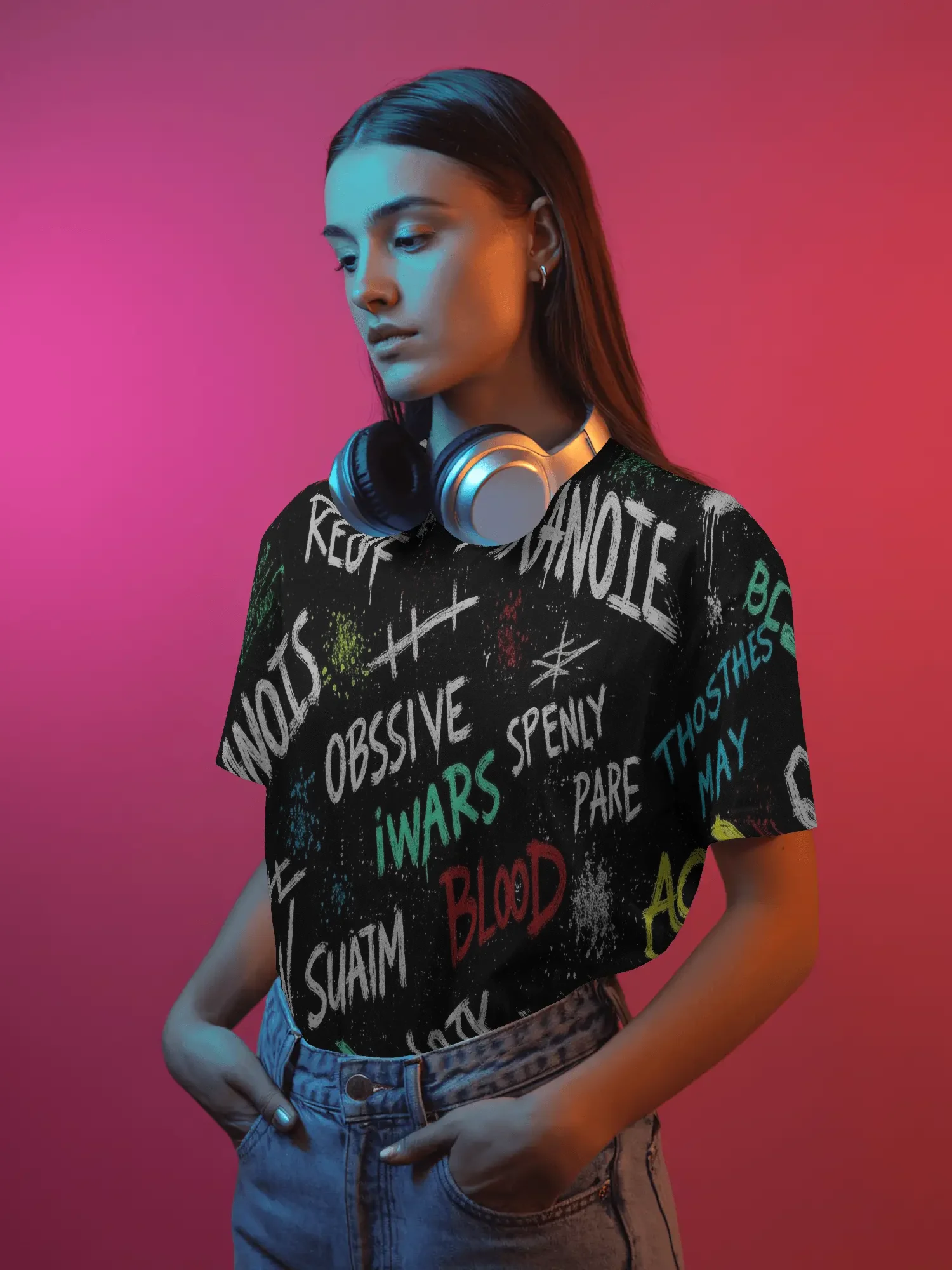 PSYCHO – Mental Static Series - Graffiti All-Over Print Tee product image (5)