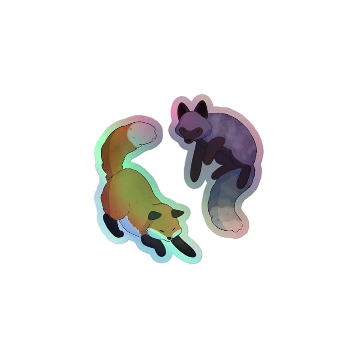 Whimsical Fox Duo Holographic Sticker Sheet product image (2)