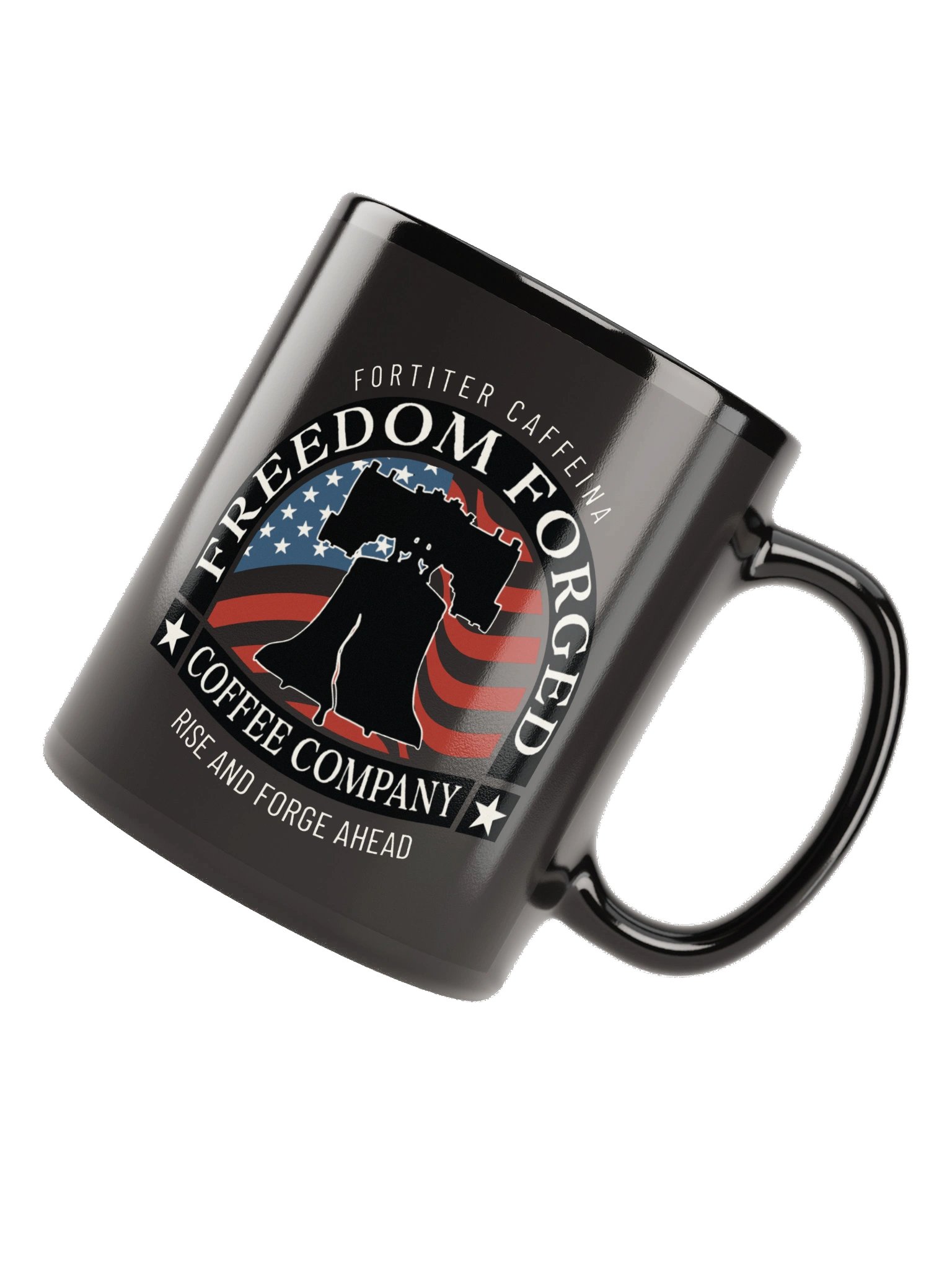 Freedom Forged Coffee Company Mug, Black Glossy. Liberty Bell Logo product image (12)