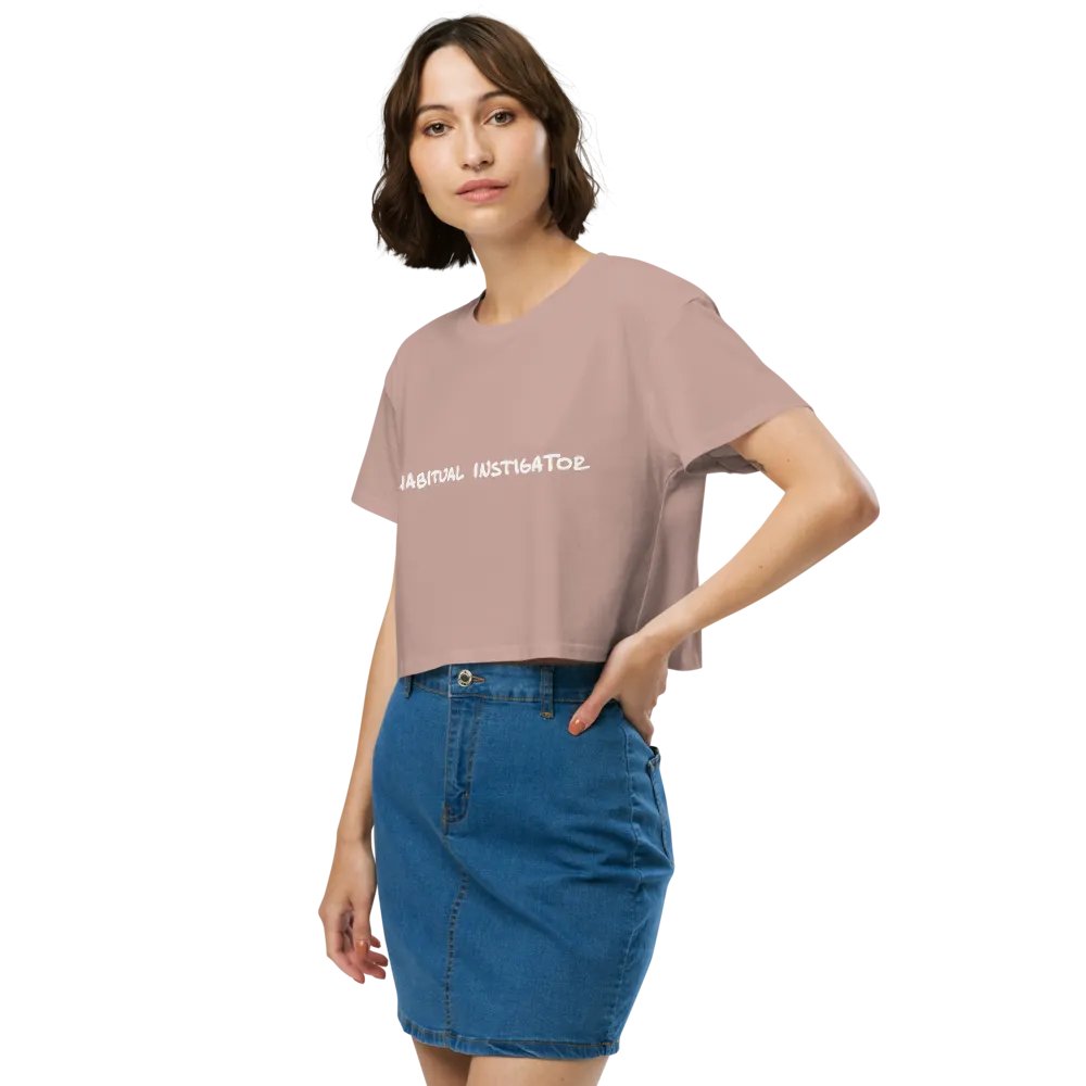 HABIUTAL INSTIGATOR (longline white design) printed cotton crop top product image (22)