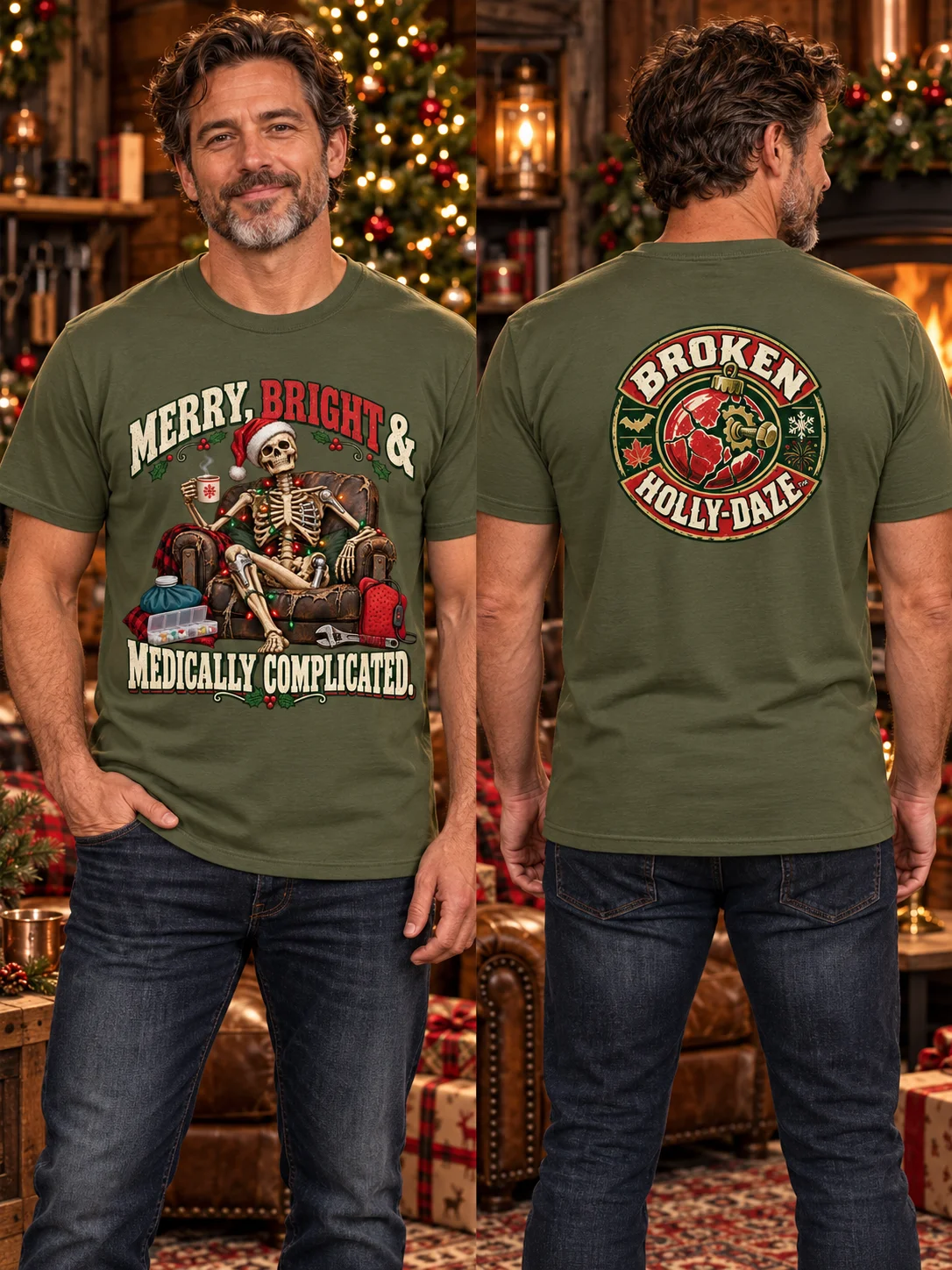 Funny Medical Christmas Shirt — Merry, Bright & Medically Complicated | Broken Sleigh™ product image (1)