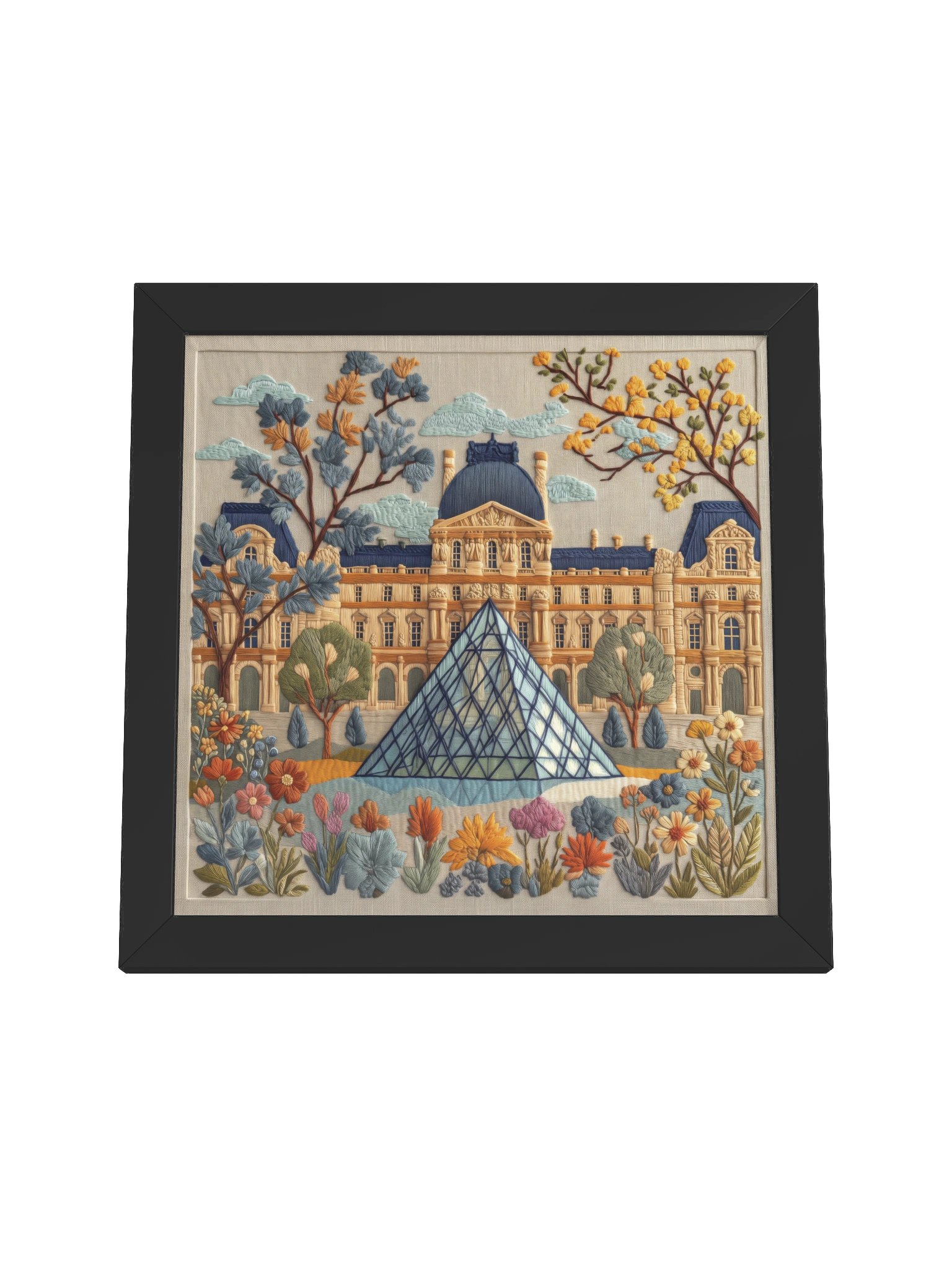 The Romantic Side of Paris | Embroidery-Style Wall Art — Framed Print product image (25)