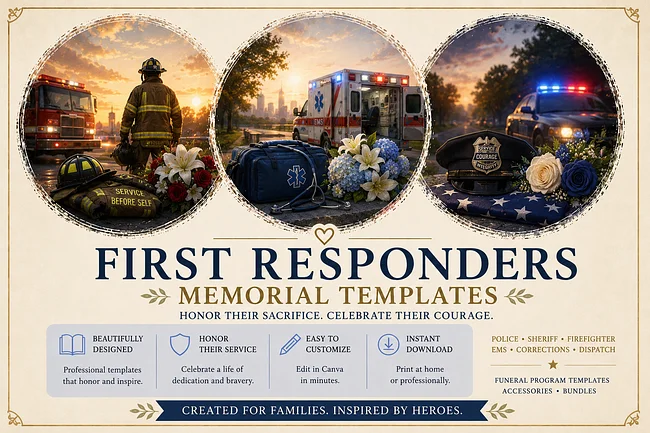 First Responder Celebration of Life Memorial Templates
