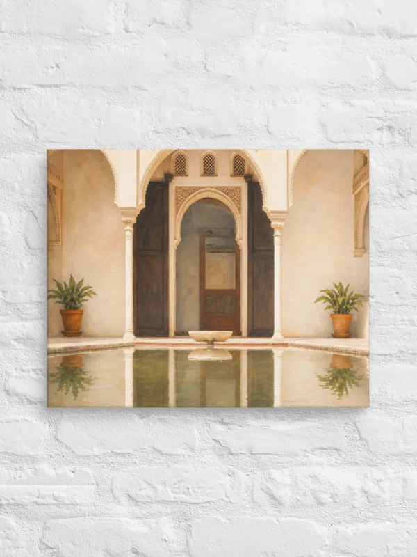 Andalusian Courtyard Wall Art - Alhambra Inspired Neutral Beige Islamic Interior Decor product image (31)