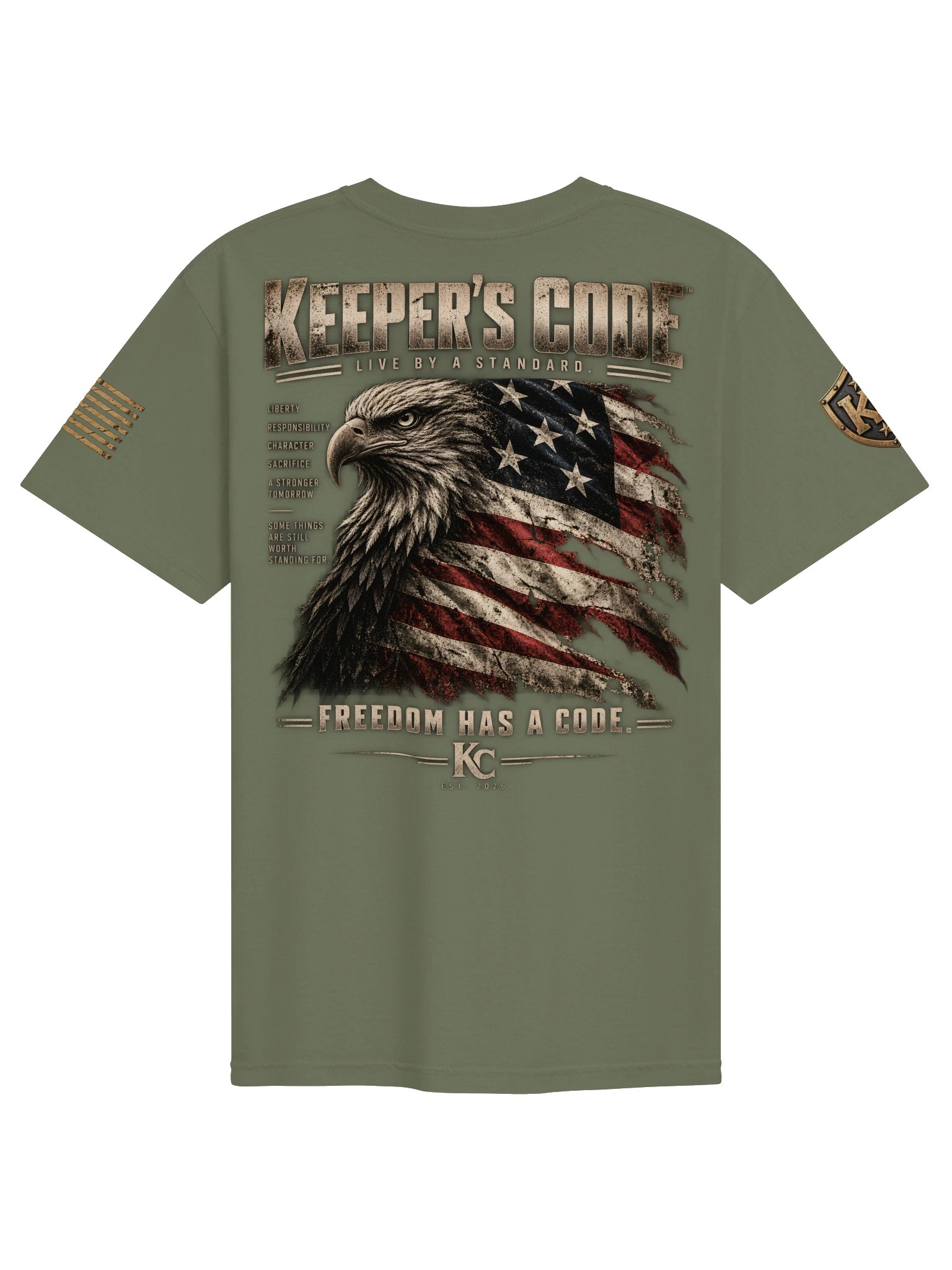 Keeper’s Code™ Men’s Freedom Has a Code Eagle Patriotic T-Shirt product image (4)