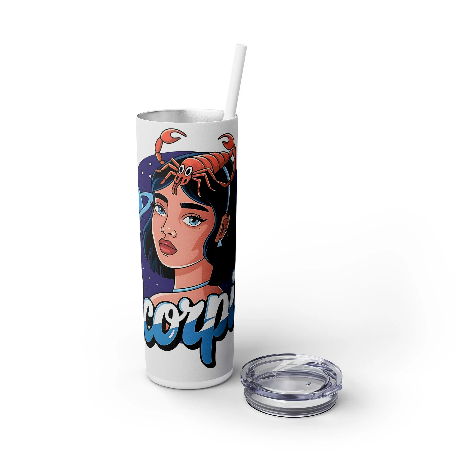 Scorpio Zodiac Tumbler Wrap Sublimation Design, Retro Astrology PNG, Scorpio Girl Illustration, Horoscope Gift for Scorpio Lovers product image (3)