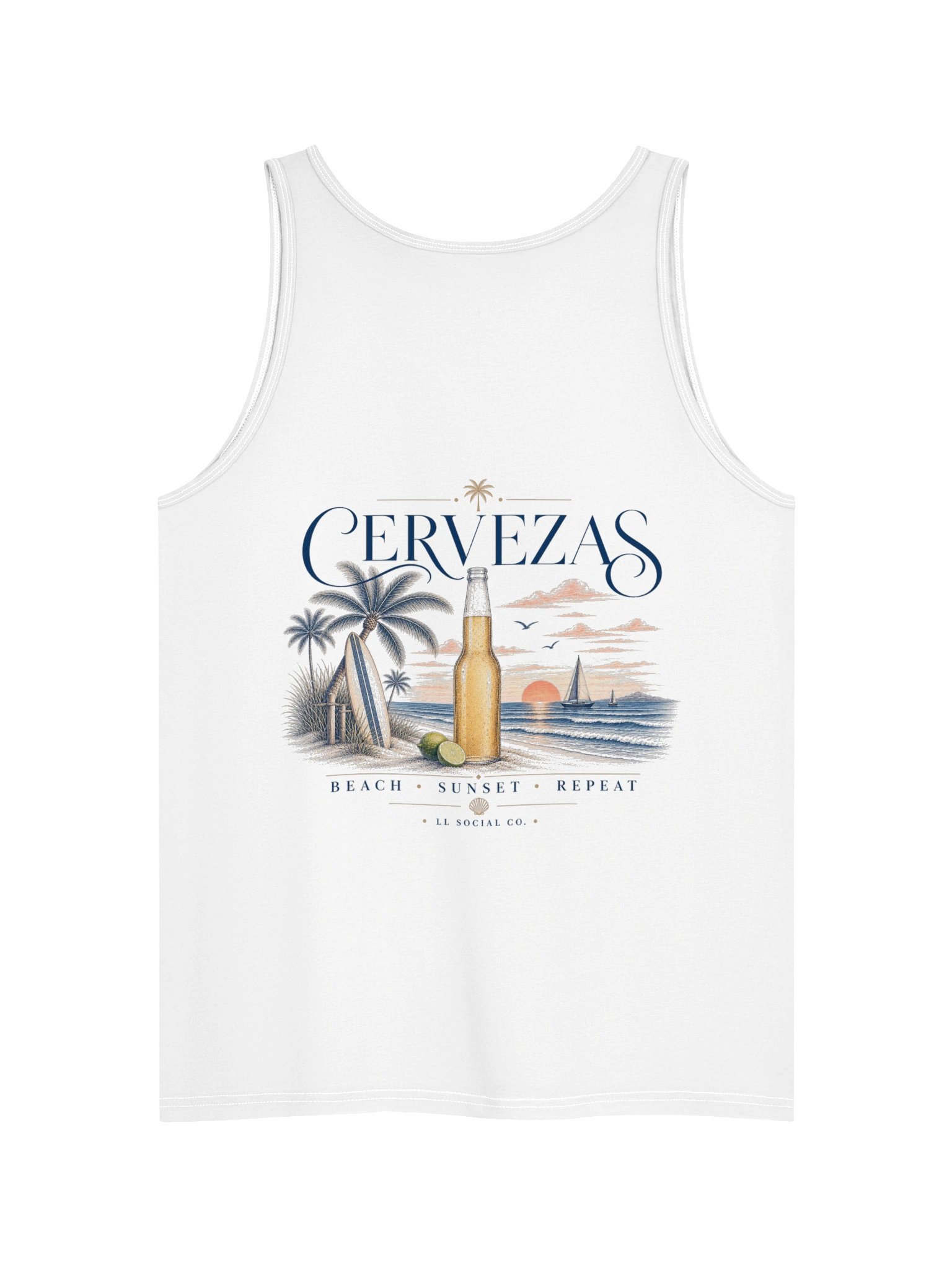 Cervezas Beach Sunset Repeat - Unisex Resort Tee product image (2)