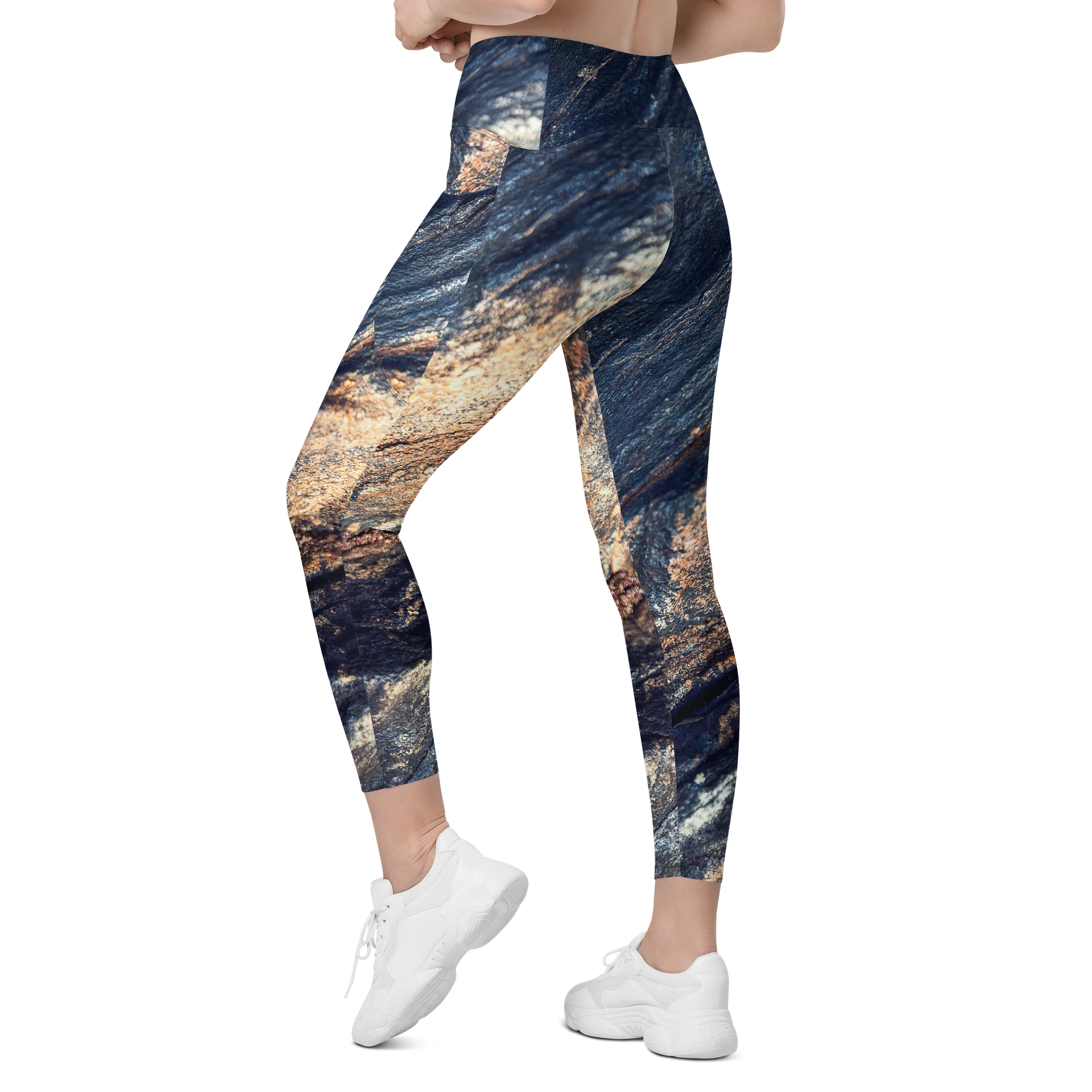 Obsidian Vein Women's Crossover High-Waisted Leggings with Dual Pockets product image (7)