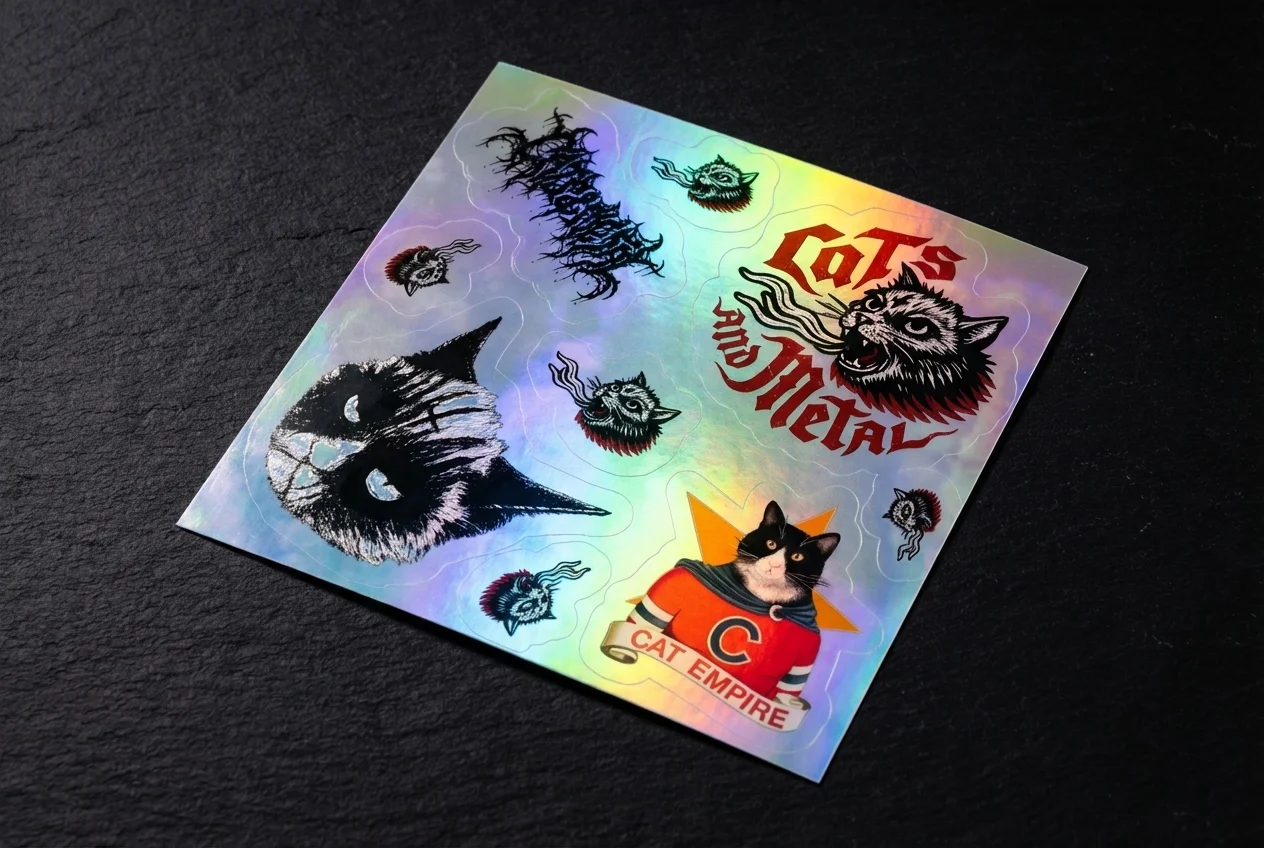 CATS AND METAL HOLO STICKER SET 5.5" × 5.5" product image (1)