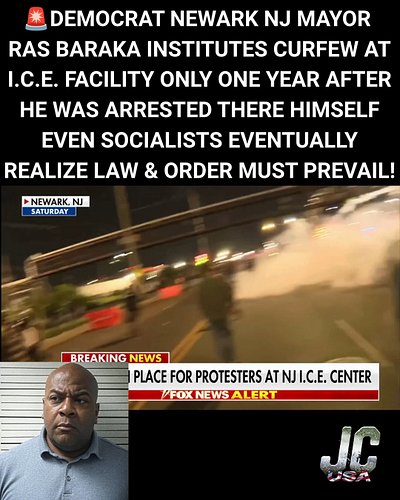 🚨 WOW - Democrat Mayor of Newark NJ Ras Baraka just implemented a daily CURFEW for the RIOTERS at the Delaney Hall I.C.E. Det...