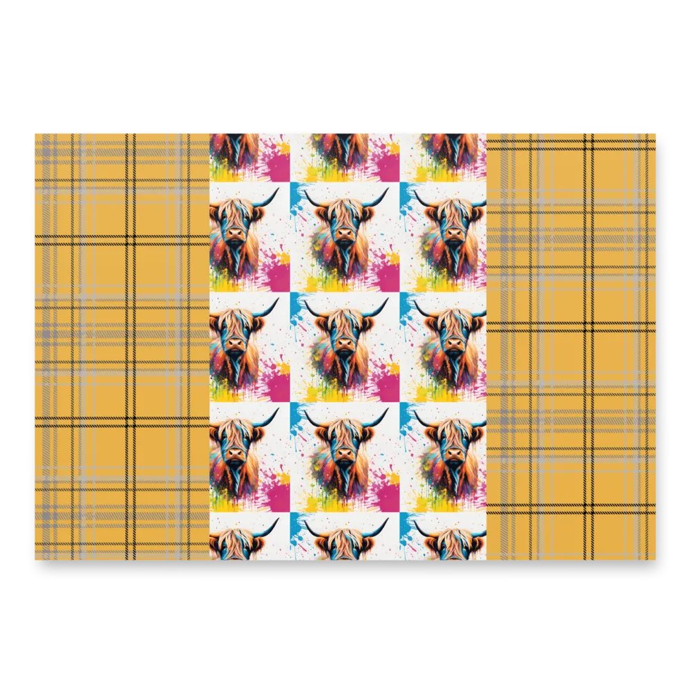 Multi Coloured Paint Splash Highland Cow Wrapping Paper product image (6)