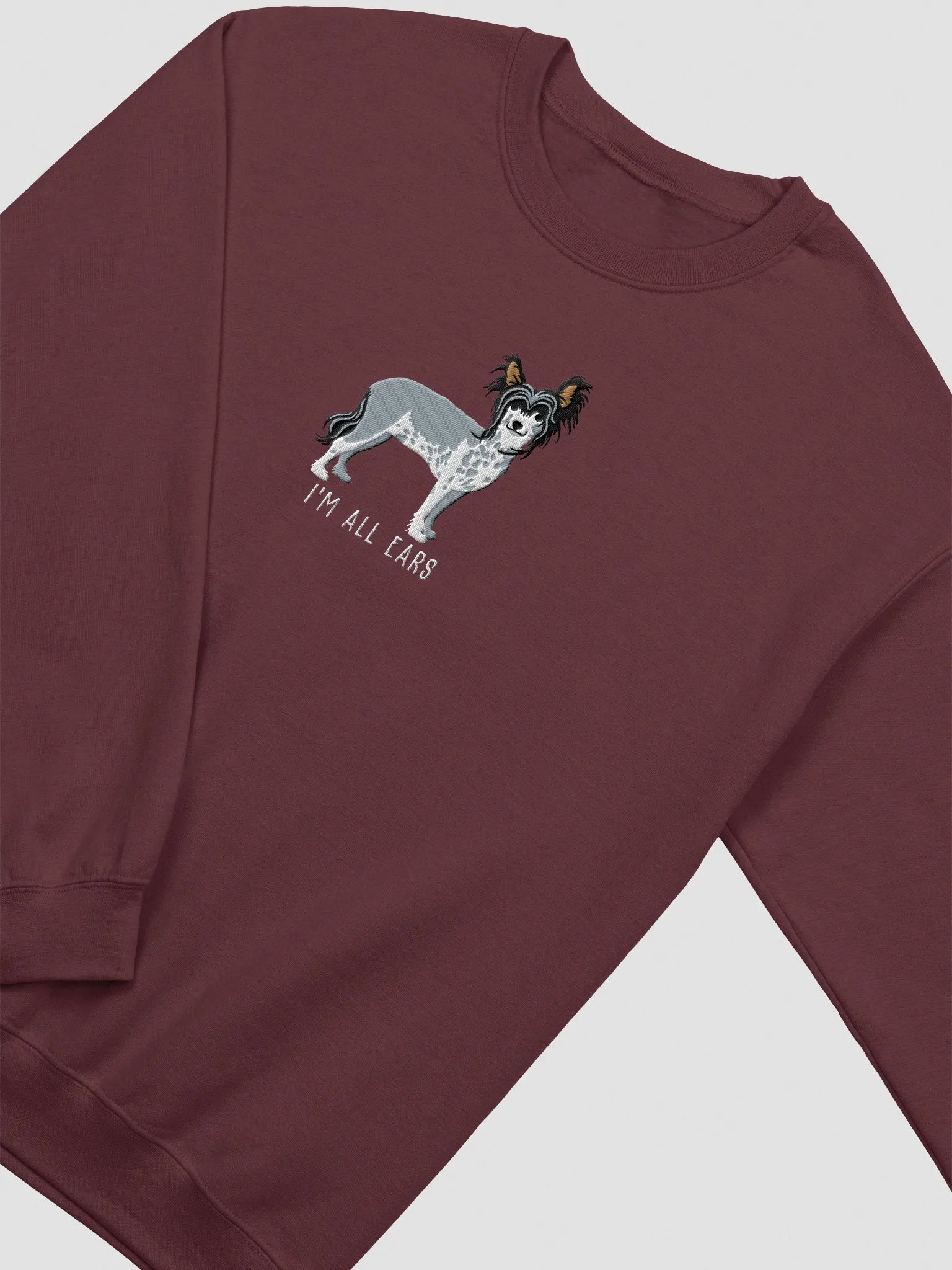 I'm All Ears Sweatshirt (Embroidered) of a Chinese Crested Dog(Black) product image (6)