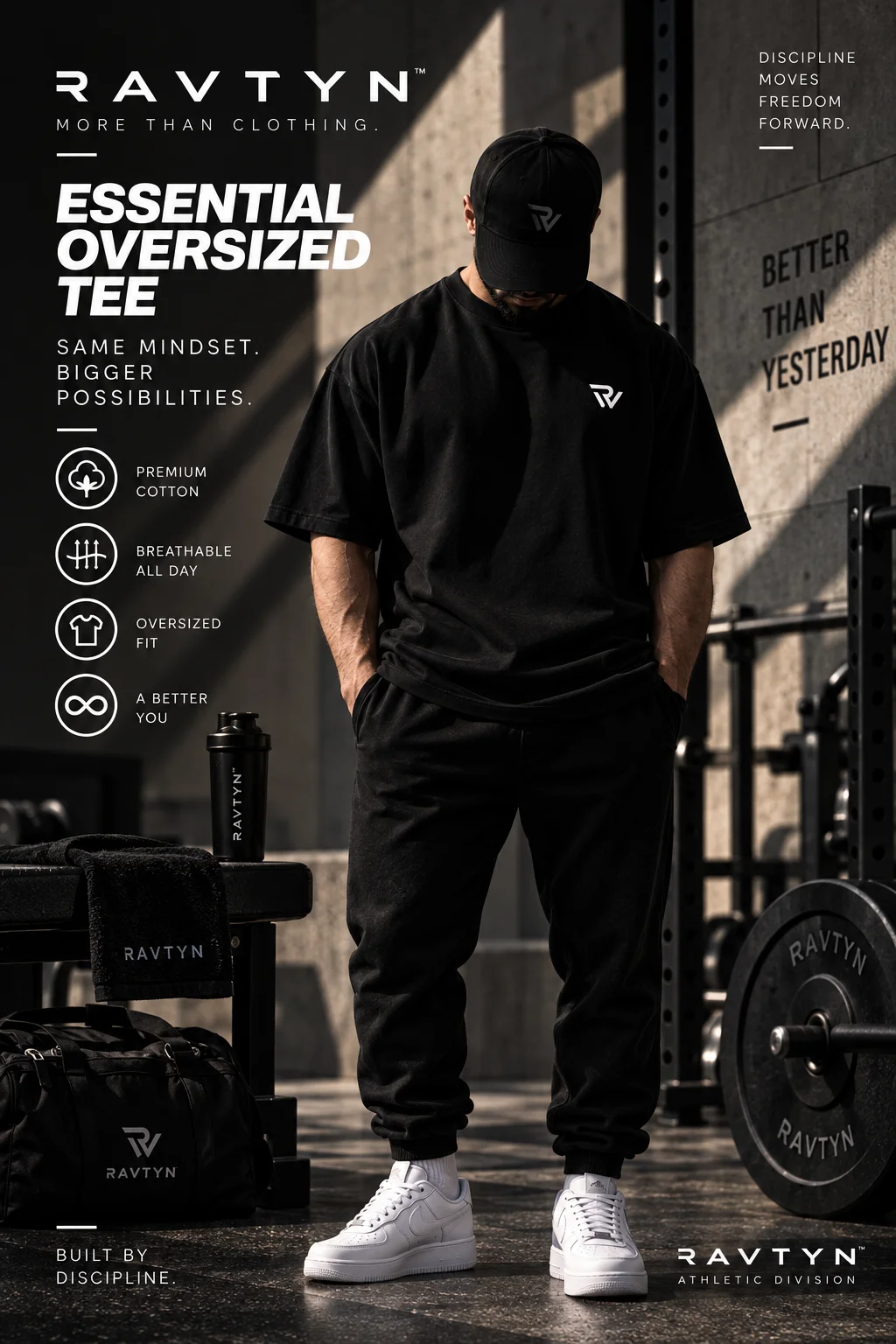 RAVTYN Essential Oversized Tee — Faded Black product image (3)