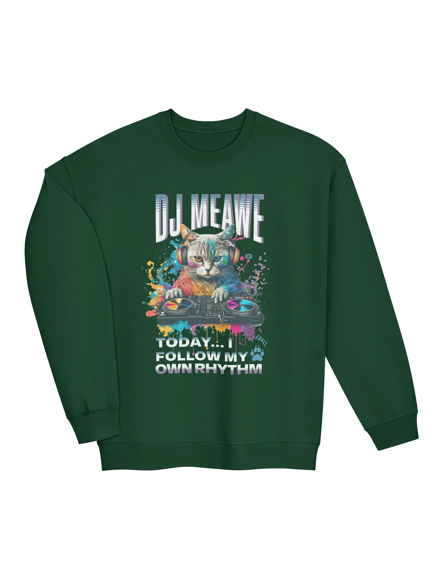 Urban DJ Cat Vibes Midweight PAWSETIQ Sweatshirt_R3CVR.i_EQALL® Originals_Purple / Blue product image (1)