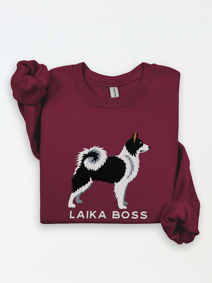 Laika Boss Sweatshirt (Embroidered) of a Yakutian Laika(Black & White) product image (1)