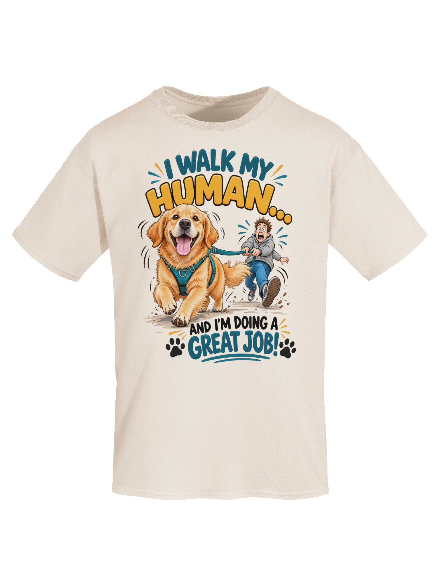 I Walk My Human – Funny Golden Retriever T-Shirt product image (5)